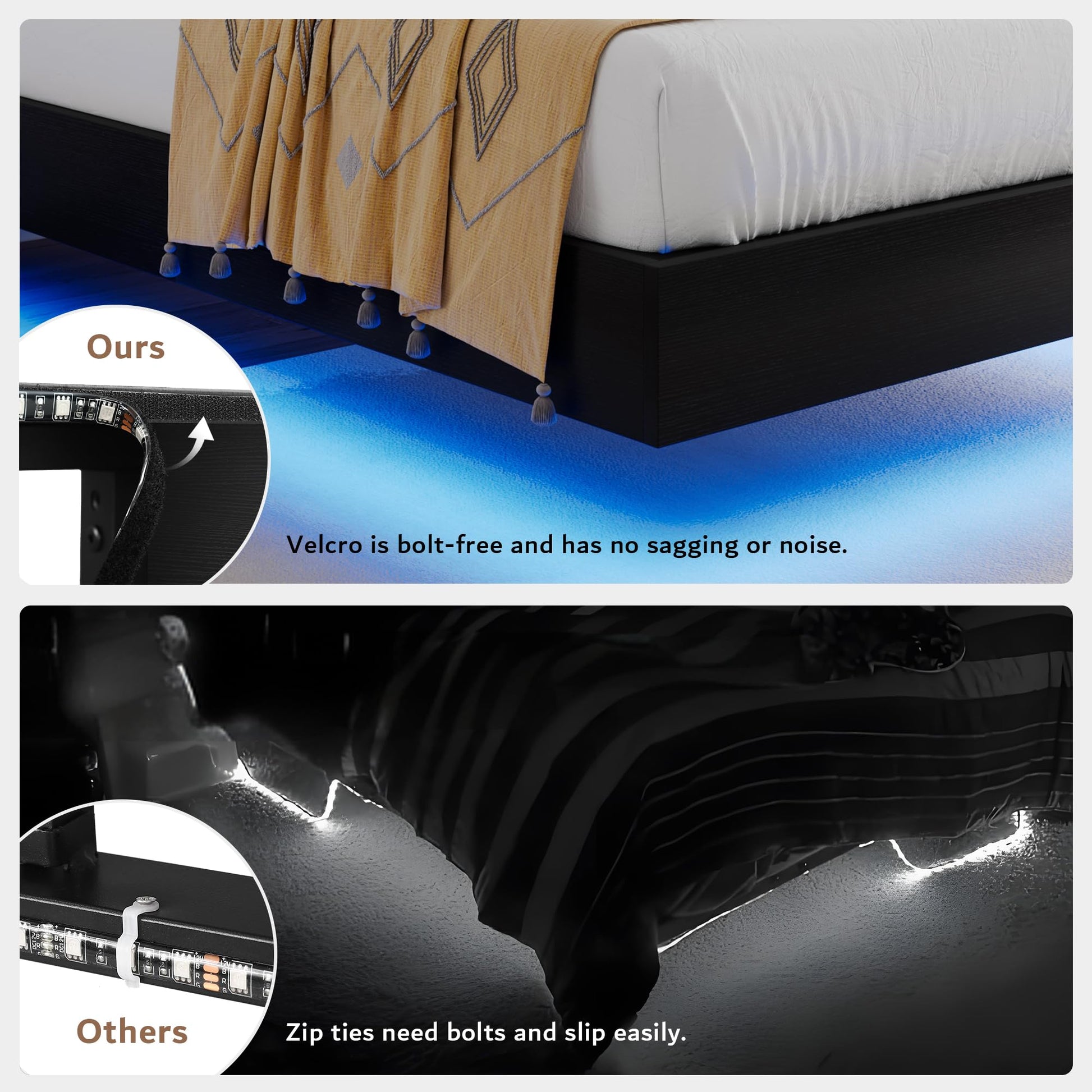 iPormis Floating Twin Bed Frame with LED Lights & Charging Station, Platform Bed with Wooden Storage Headboard, Steel Slats Support, No Box Spring Needed, Easy Assembly, Noise - Free, Black - FocusAid Essentials: Empowering ADHD Living