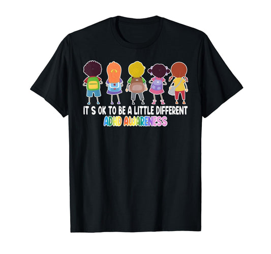 It Is Ok To Be Little Different - ADHD Awareness T-Shirt - FocusAid Essentials: Empowering ADHD Living