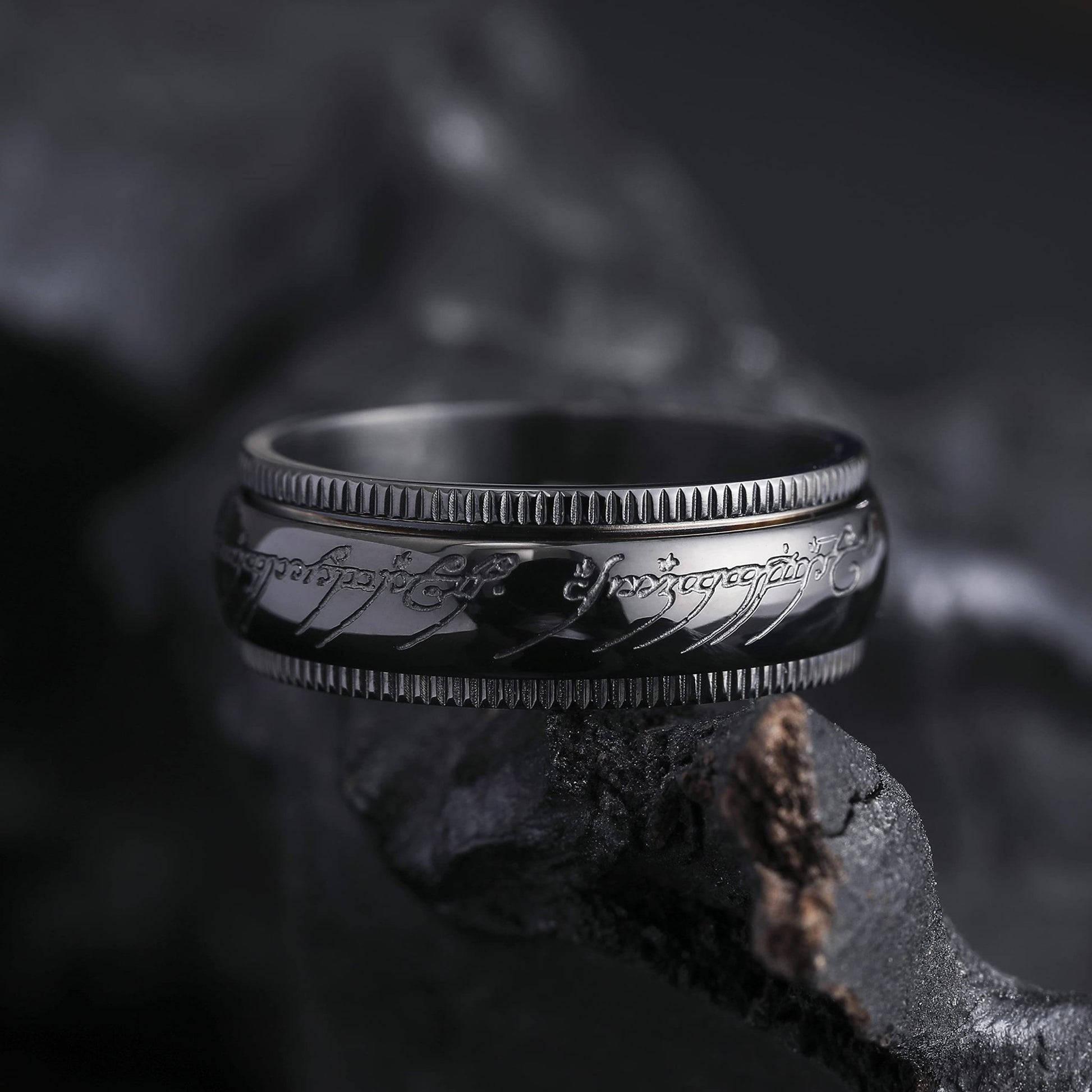 King Will 8mm Black One Ring for Men Lord Rings Spinner Fidget Ring Anxiety Rings Stainless Steel Ring Stress Relieving Ring for Men 13 - FocusAid Essentials: Empowering ADHD Living