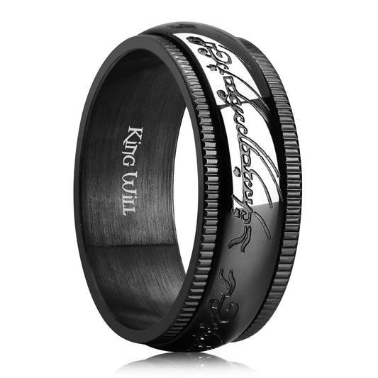 King Will 8mm Black One Ring for Men Lord Rings Spinner Fidget Ring Anxiety Rings Stainless Steel Ring Stress Relieving Ring for Men 13 - FocusAid Essentials: Empowering ADHD Living