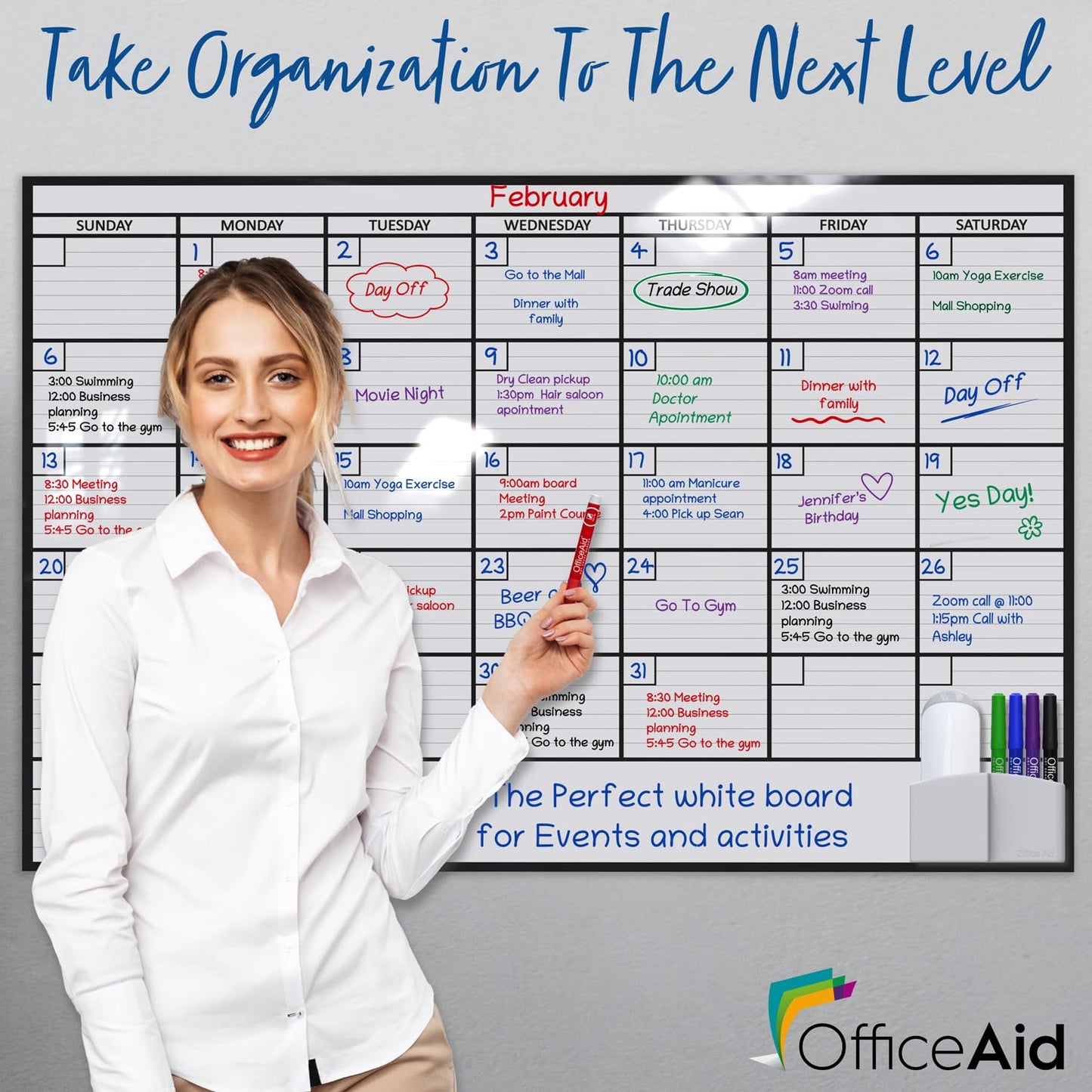 Large Dry Erase Calendar for Wall | 36"X48" | Large Wall Calendar Dry Erase Monthly | Dry Erase Calendar Board for Wall | Big White board Calendar - FocusAid Essentials: Empowering ADHD Living