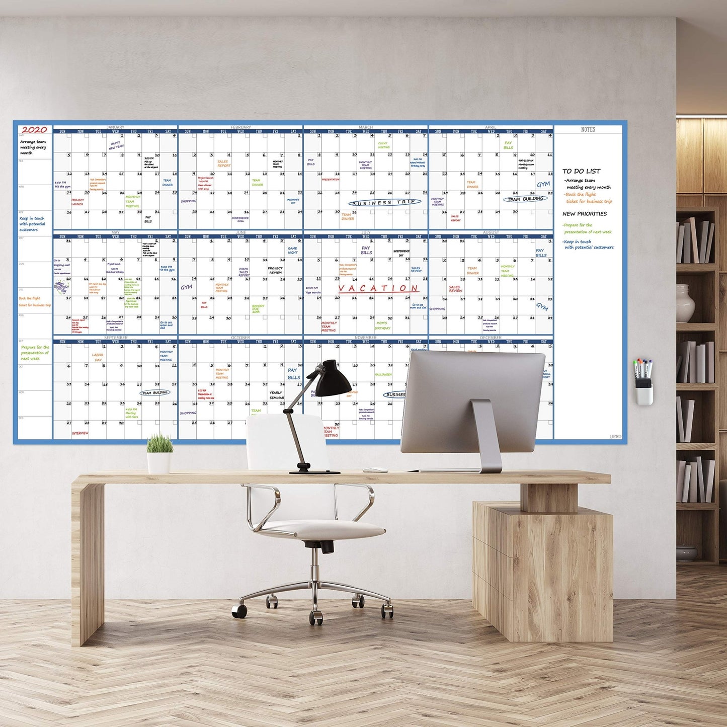 Large Dry Erase Wall Calendar - 38" x 72" - Undated Blank 2024 Reusable Yearly Calendar - Giant Whiteboard Annual Poster - Laminated Office Jumbo 12 Month Calendar - FocusAid Essentials: Empowering ADHD Living