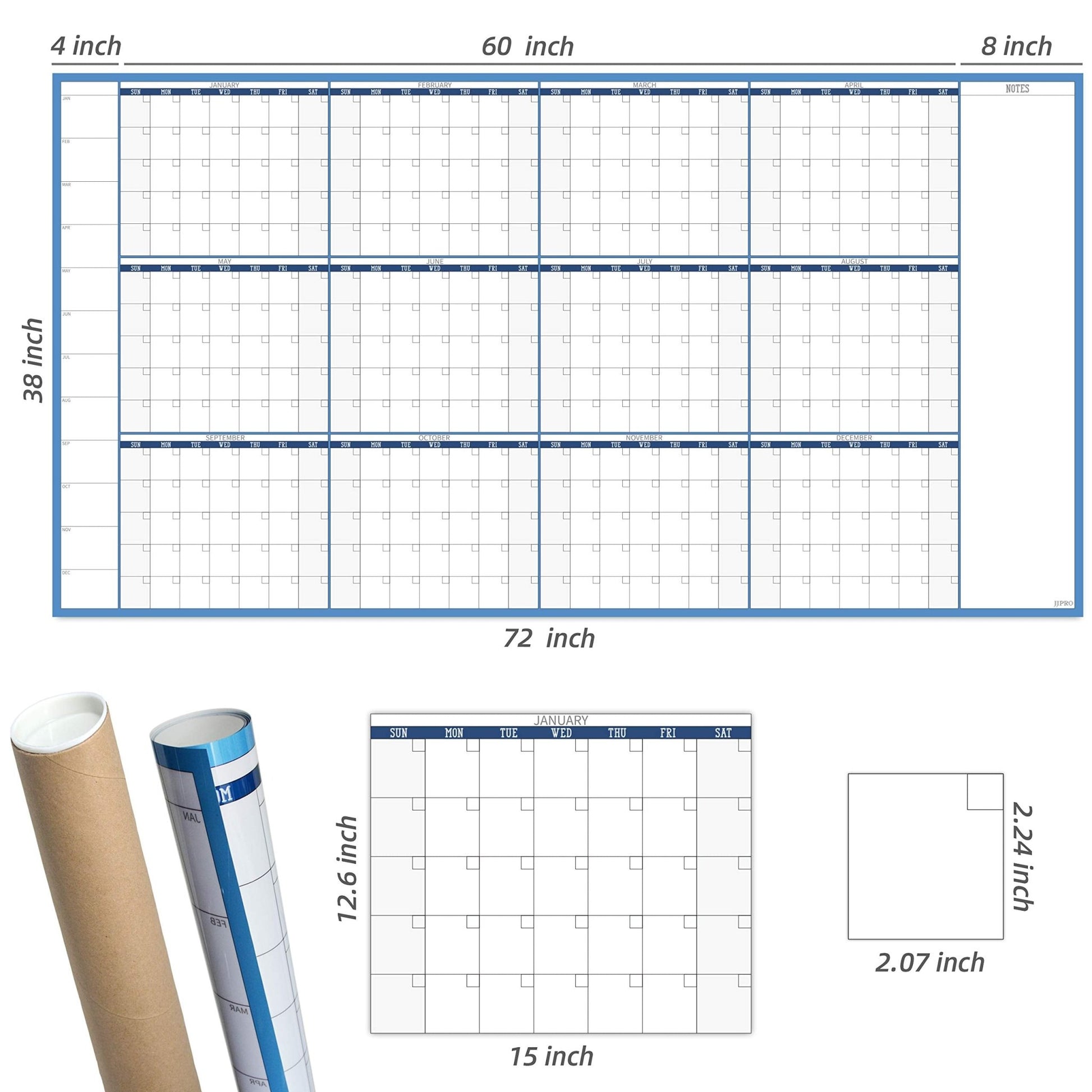 Large Dry Erase Wall Calendar - 38" x 72" - Undated Blank 2024 Reusable Yearly Calendar - Giant Whiteboard Annual Poster - Laminated Office Jumbo 12 Month Calendar - FocusAid Essentials: Empowering ADHD Living