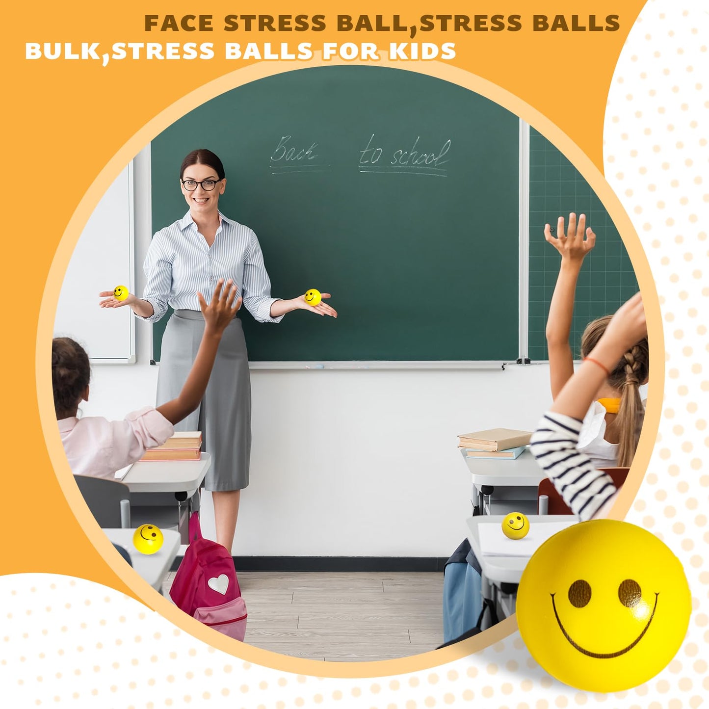 LovesTown 40PCS Stress Balls Bulk, 2 Inch Smiley Face Stress Balls Mini Yellow Stress Relief Balls for Kids School Carnival Reward Party Bag - FocusAid Essentials: Empowering ADHD Living