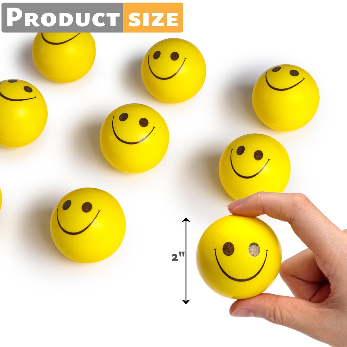 LovesTown 40PCS Stress Balls Bulk, 2 Inch Smiley Face Stress Balls Mini Yellow Stress Relief Balls for Kids School Carnival Reward Party Bag - FocusAid Essentials: Empowering ADHD Living