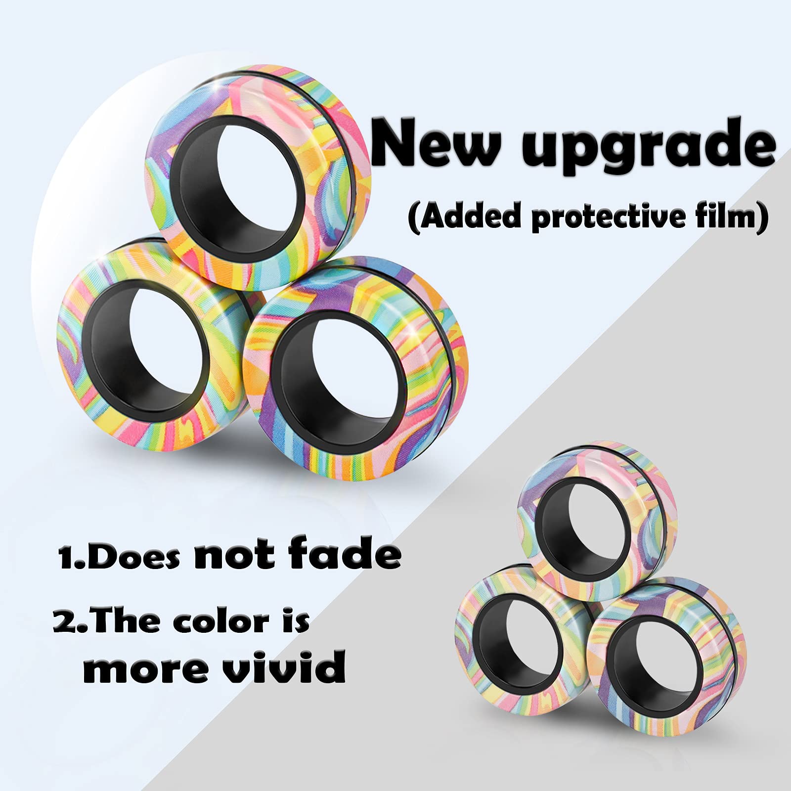 Magnetic Rings Fidget Toy Set, Idea ADHD Fidget Toys, Adult Fidget Magnets Spinner Rings for Anxiety Relief Therapy, Fidget Pack Great Gift for Adults Teens Kids (A) - FocusAid Essentials: Empowering ADHD Living