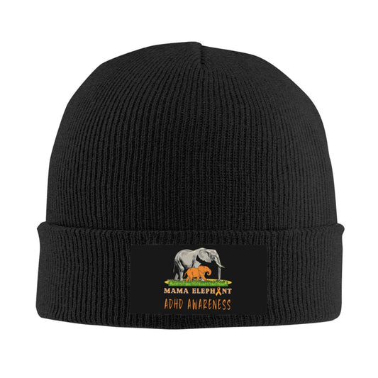 Mama Elephant ADHD Awareness Knit Beanie Hat - FocusAid Essentials: Empowering ADHD Living