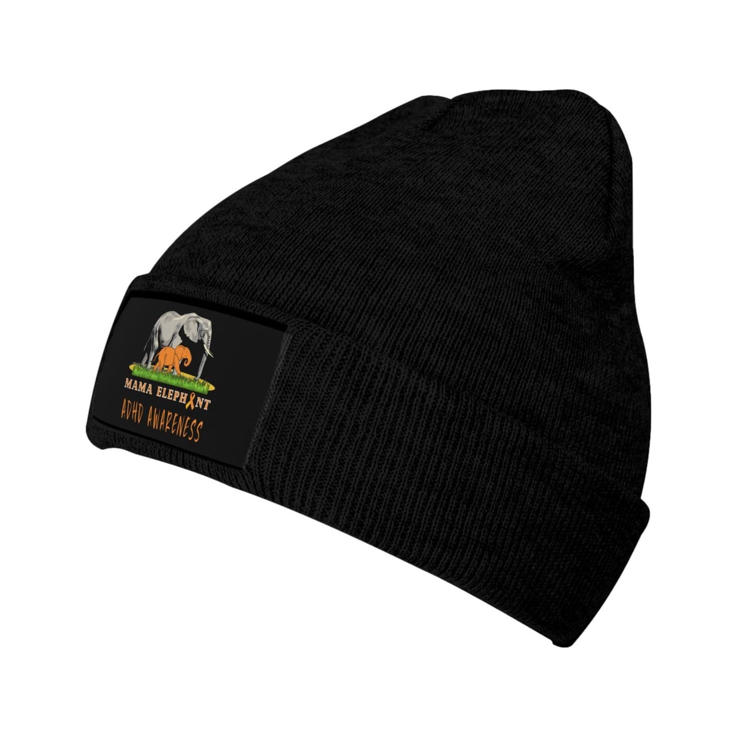 Mama Elephant ADHD Awareness Knit Beanie Hat - FocusAid Essentials: Empowering ADHD Living