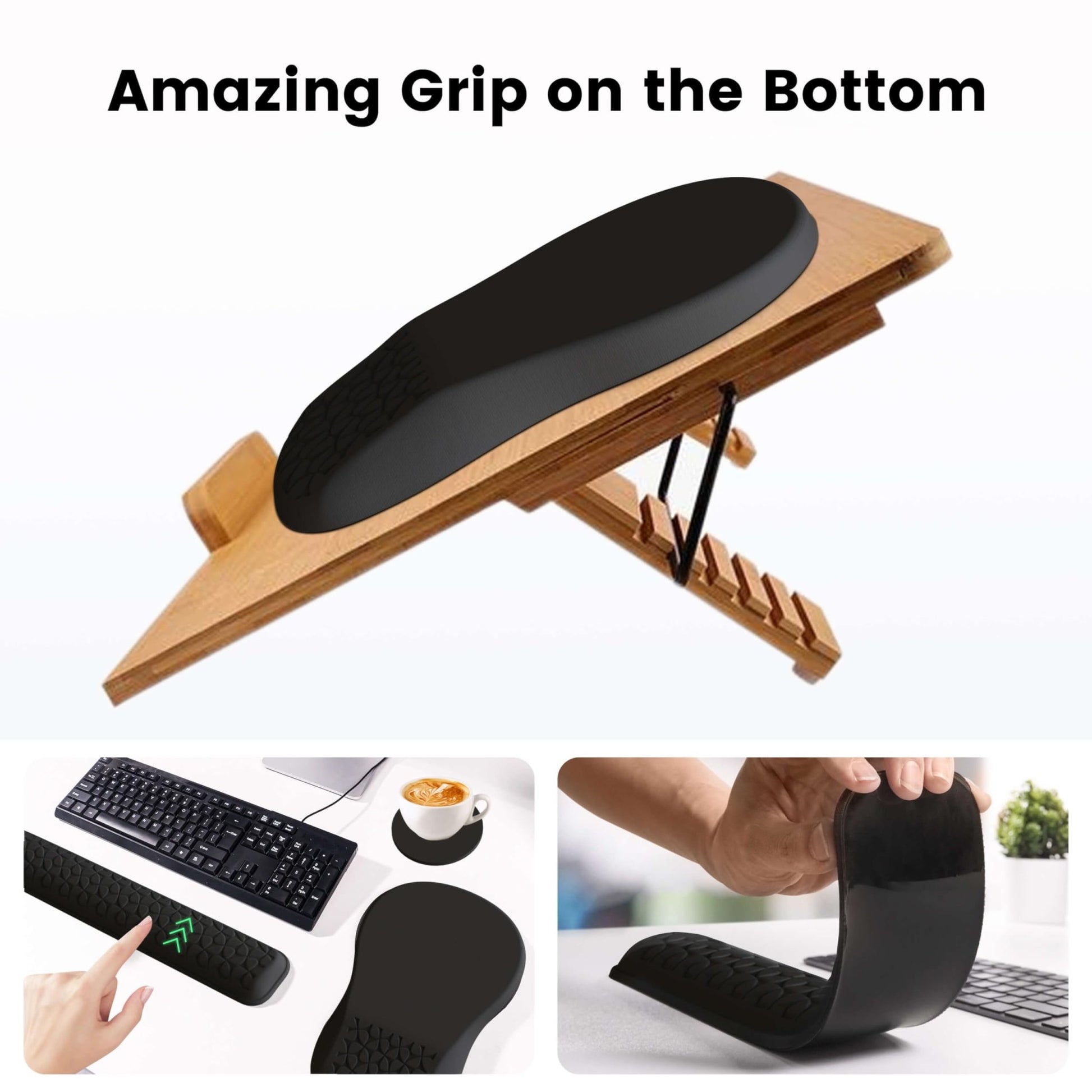 MEKASS 3 - in - 1 Ergonomic Mouse Pad and Keyboard Wrist Rest Set, Super Soft Memory Foam Desk Wrist Support for Computer Keyboard, Non - Slip Arm Rests Cushion for Typing Gaming Office Laptop Mac (Black) - FocusAid Essentials: Empowering ADHD Living