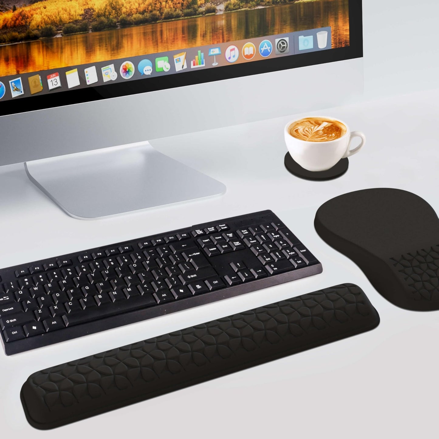 MEKASS 3 - in - 1 Ergonomic Mouse Pad and Keyboard Wrist Rest Set, Super Soft Memory Foam Desk Wrist Support for Computer Keyboard, Non - Slip Arm Rests Cushion for Typing Gaming Office Laptop Mac (Black) - FocusAid Essentials: Empowering ADHD Living