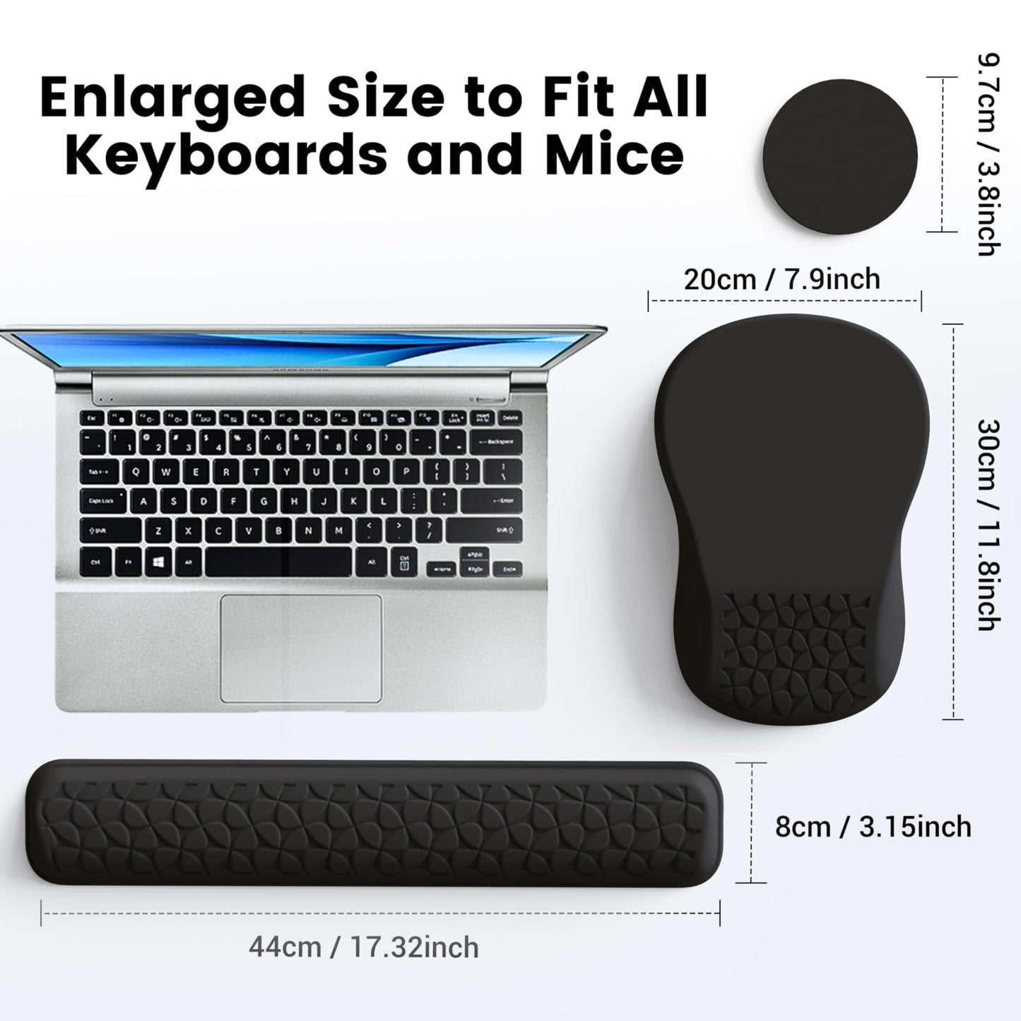 MEKASS 3 - in - 1 Ergonomic Mouse Pad and Keyboard Wrist Rest Set, Super Soft Memory Foam Desk Wrist Support for Computer Keyboard, Non - Slip Arm Rests Cushion for Typing Gaming Office Laptop Mac (Black) - FocusAid Essentials: Empowering ADHD Living