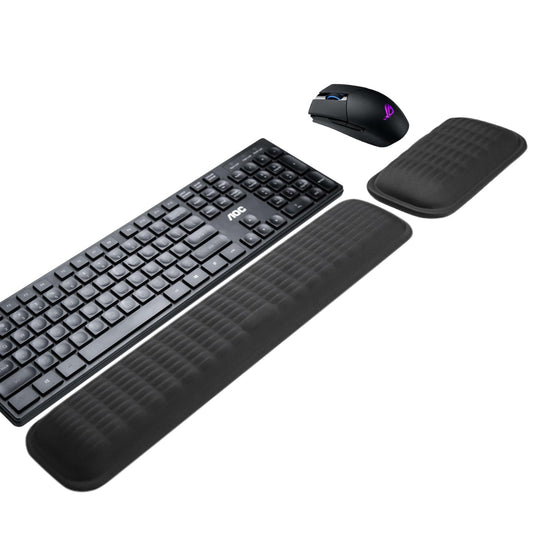 MEKASS Ergonomic Wrist Rest for Keyboard and Mouse, Soft Memory Foam Keyboard Wrist Rest Set with Non - Slip Silicone Base, Easy Typing, Pain Relief, Comfort for Office, Work, Gaming (Classic Black) - FocusAid Essentials: Empowering ADHD Living