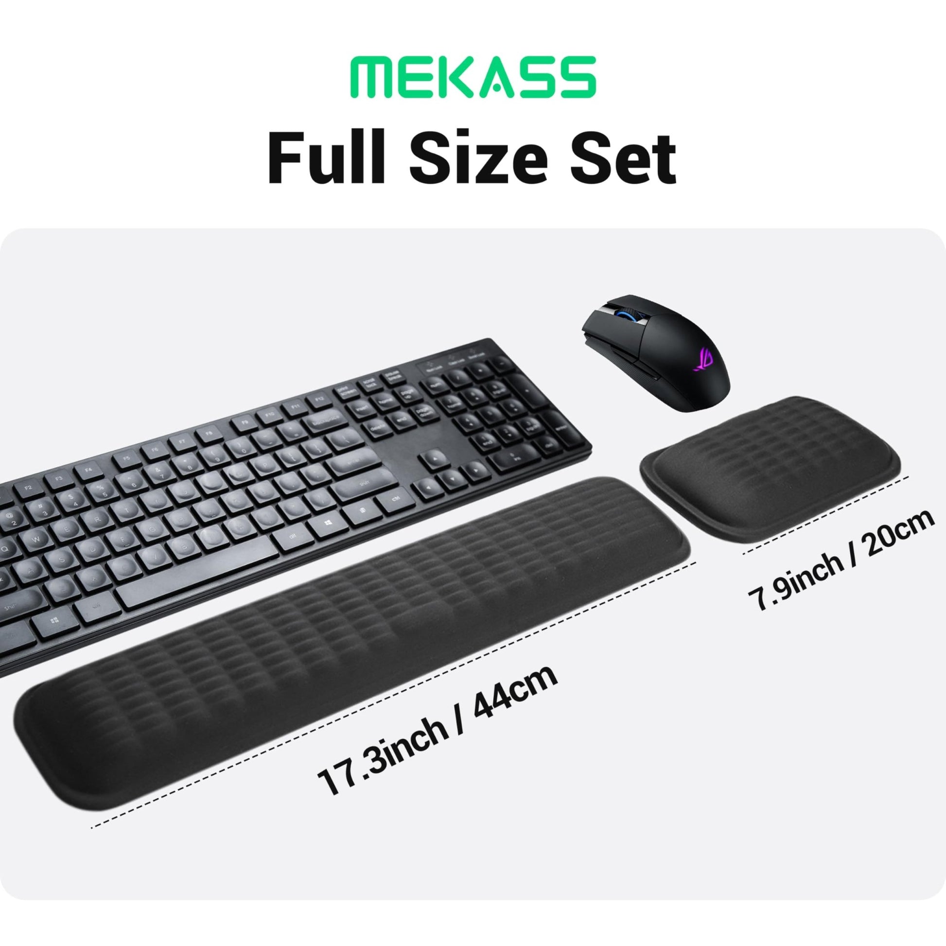 MEKASS Ergonomic Wrist Rest for Keyboard and Mouse, Soft Memory Foam Keyboard Wrist Rest Set with Non - Slip Silicone Base, Easy Typing, Pain Relief, Comfort for Office, Work, Gaming (Classic Black) - FocusAid Essentials: Empowering ADHD Living