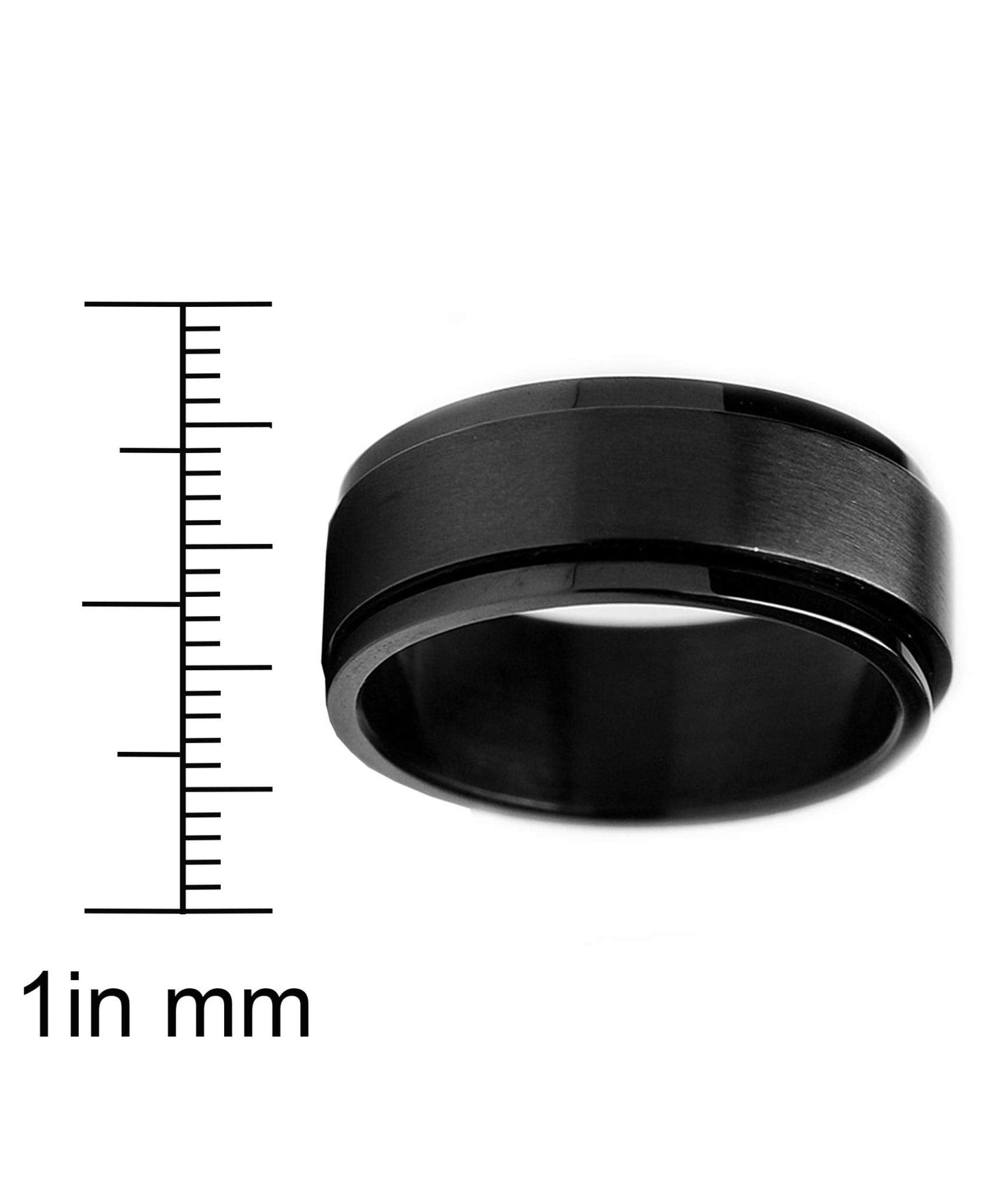 Metal Masters Co. Men's 8MM Black Stainless Steel Spinner Ring Band Anxiety - FocusAid Essentials: Empowering ADHD Living