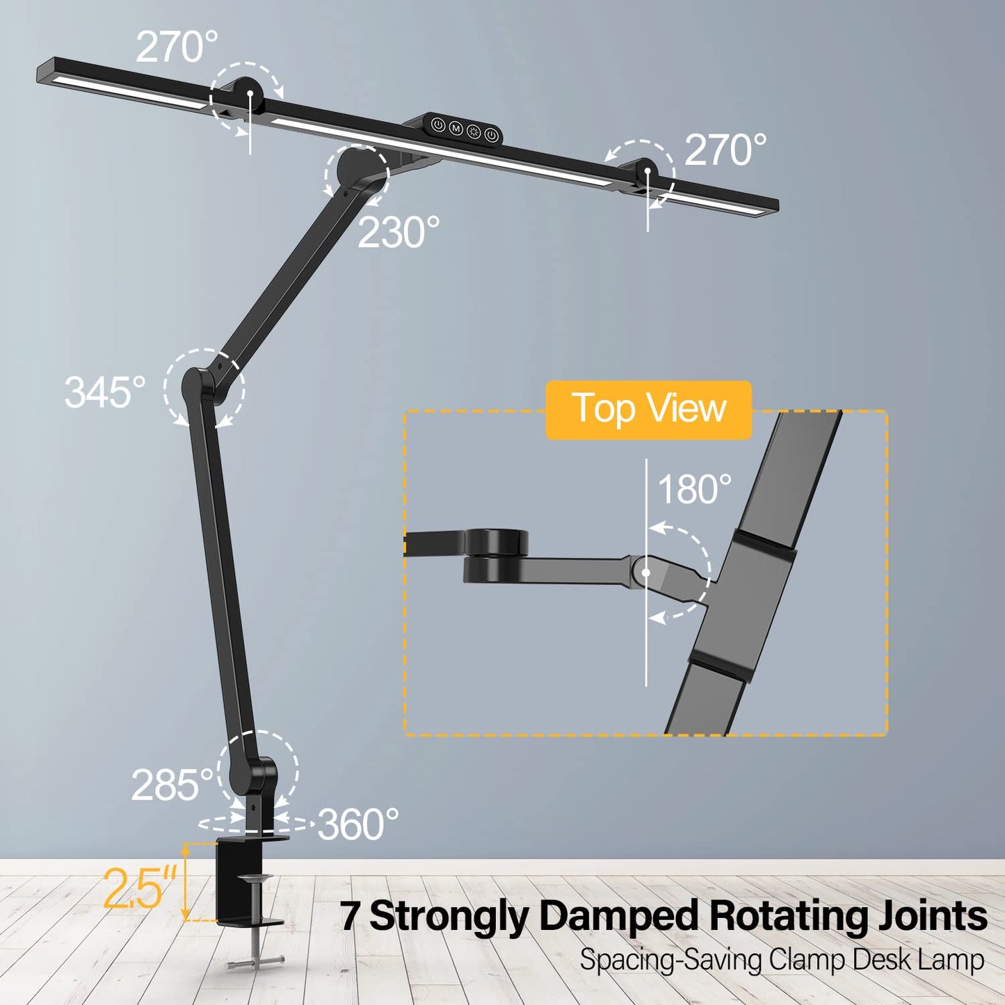 Micomlan Led Desk Lamp with Clamp, Architect Desk Lamp for Home Office with Atmosphere Lighting, 24W Ultra Bright Auto Dimming Desk Light Stepless Dimming and Tempering LED Table Light - FocusAid Essentials: Empowering ADHD Living