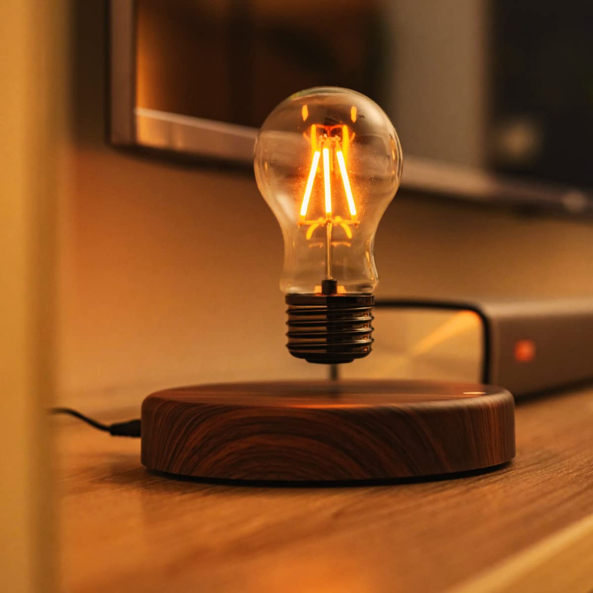 MOOCCI Levitating Bulb Lamp Magnetic Floating Lamp Light Desk Lamp Night Light Table LED for Unique Gifts, Room Decor, Night Light, Home Office Decor Desk Tech Toys (Round - Classic Bulb) - FocusAid Essentials: Empowering ADHD Living