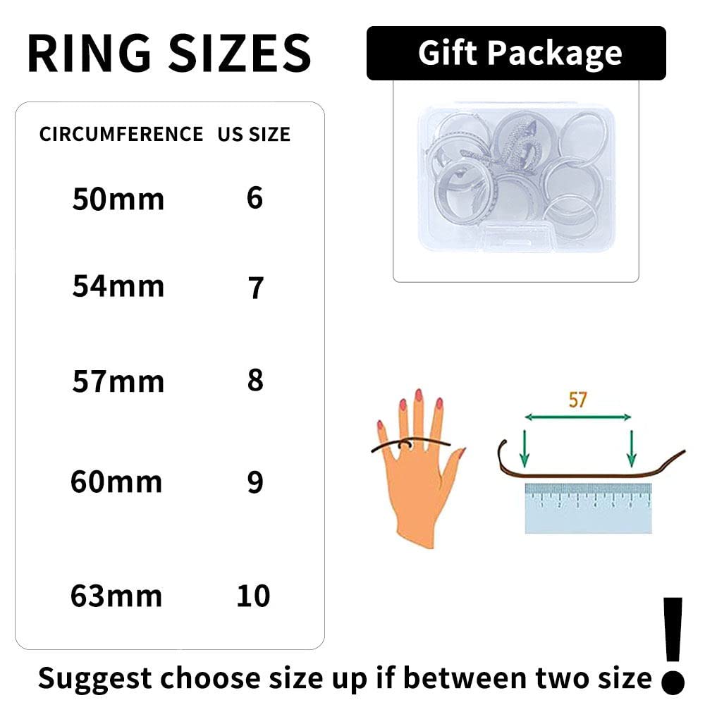 MUCAL Fidget Rings for Anxiety 8pcs Stainless Steel Spinner Ring Anti Spinning Moon Star Cool Stress Relieveing Women Men - FocusAid Essentials: Empowering ADHD Living