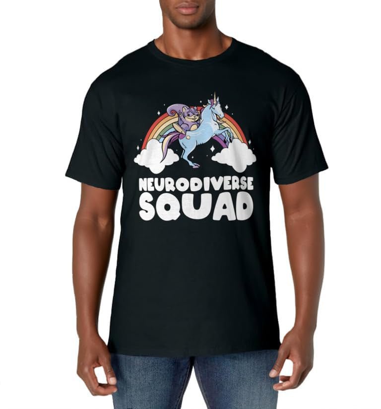 Neurodiverse Squad ADHD Squirrel Unicorn T-Shirt - FocusAid Essentials: Empowering ADHD Living