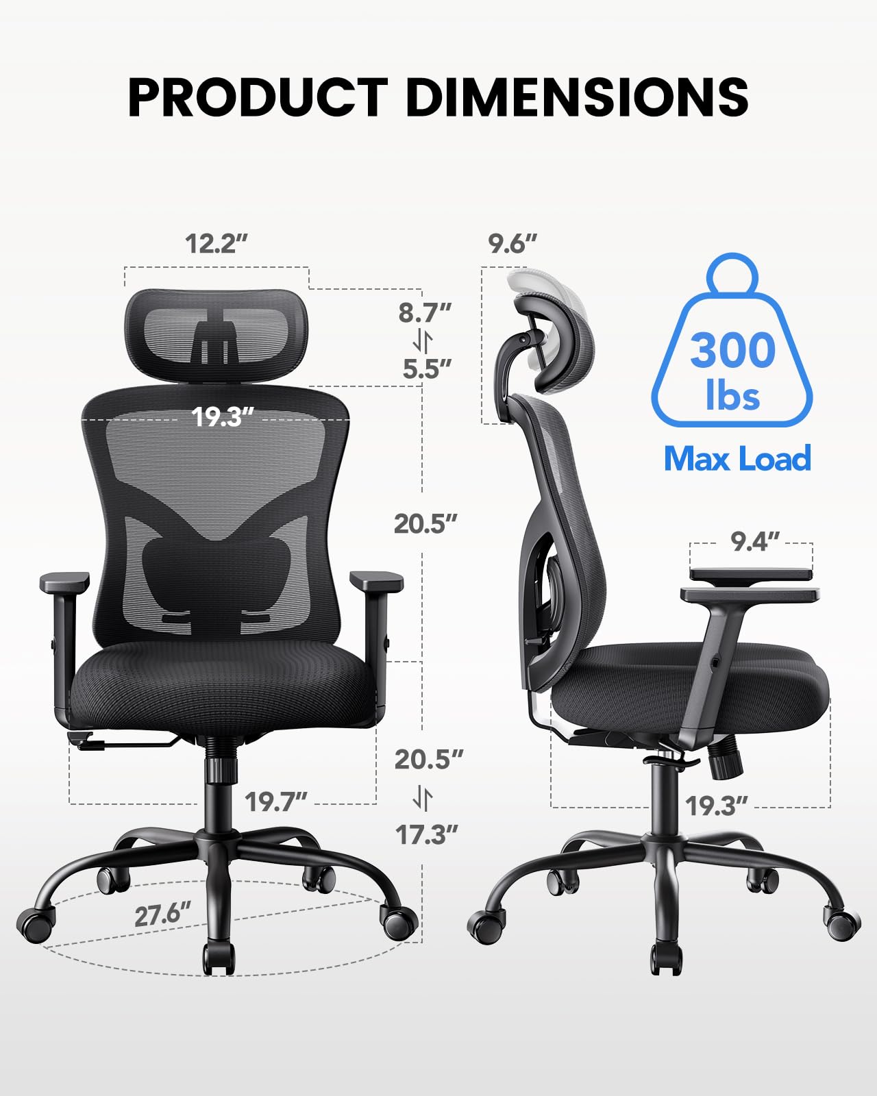 NOBLEWELL Ergonomic Office Chair with Padded Lumbar Support, 2D Headrest, Adjustable Armrests, Upgraded Contoured Seat Cushion, 130° Rocking Tilt, Computer Chair for Home Office, NWOC1 - 1 - FocusAid Essentials: Empowering ADHD Living