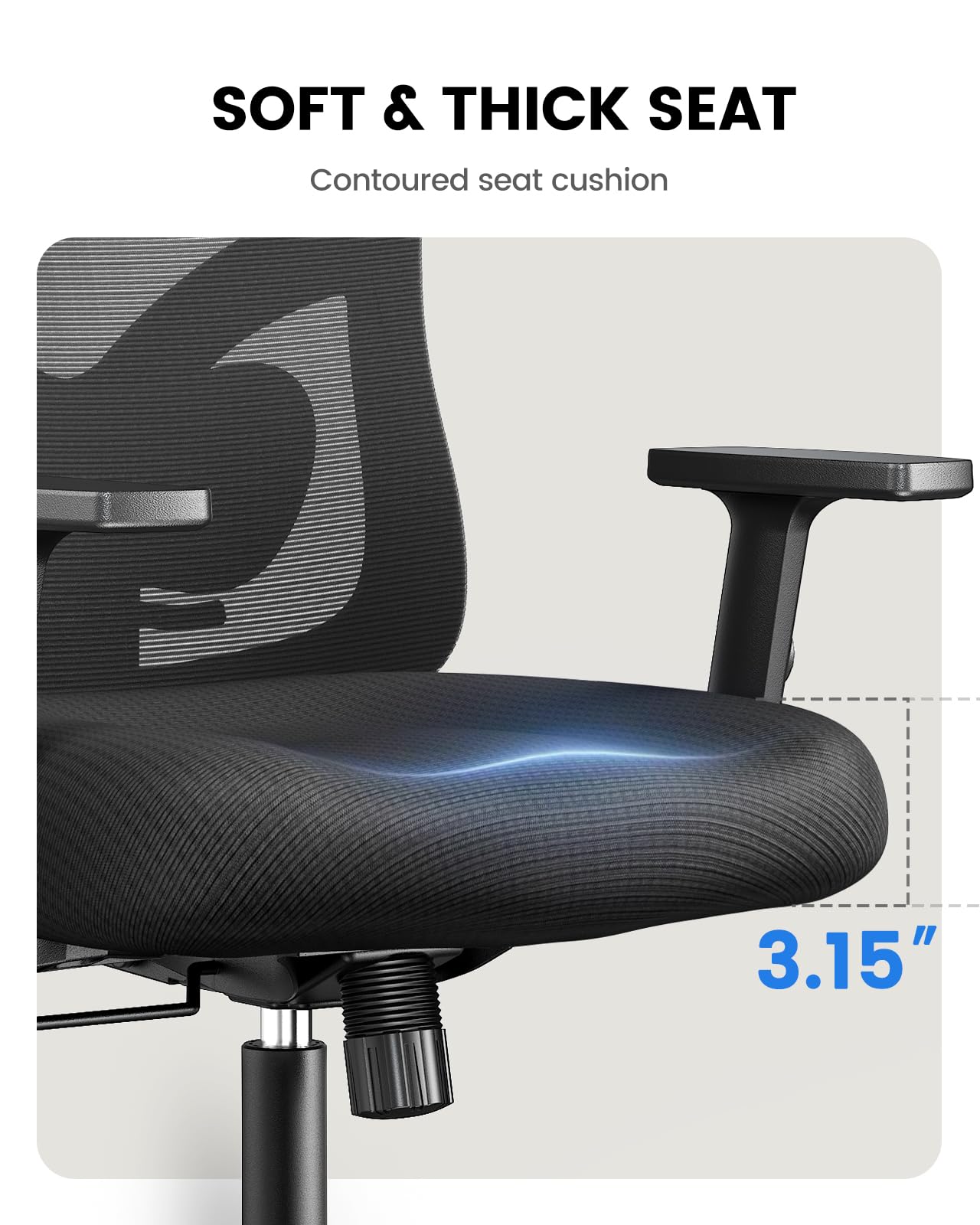 NOBLEWELL Ergonomic Office Chair with Padded Lumbar Support, 2D Headrest, Adjustable Armrests, Upgraded Contoured Seat Cushion, 130° Rocking Tilt, Computer Chair for Home Office, NWOC1 - 1 - FocusAid Essentials: Empowering ADHD Living