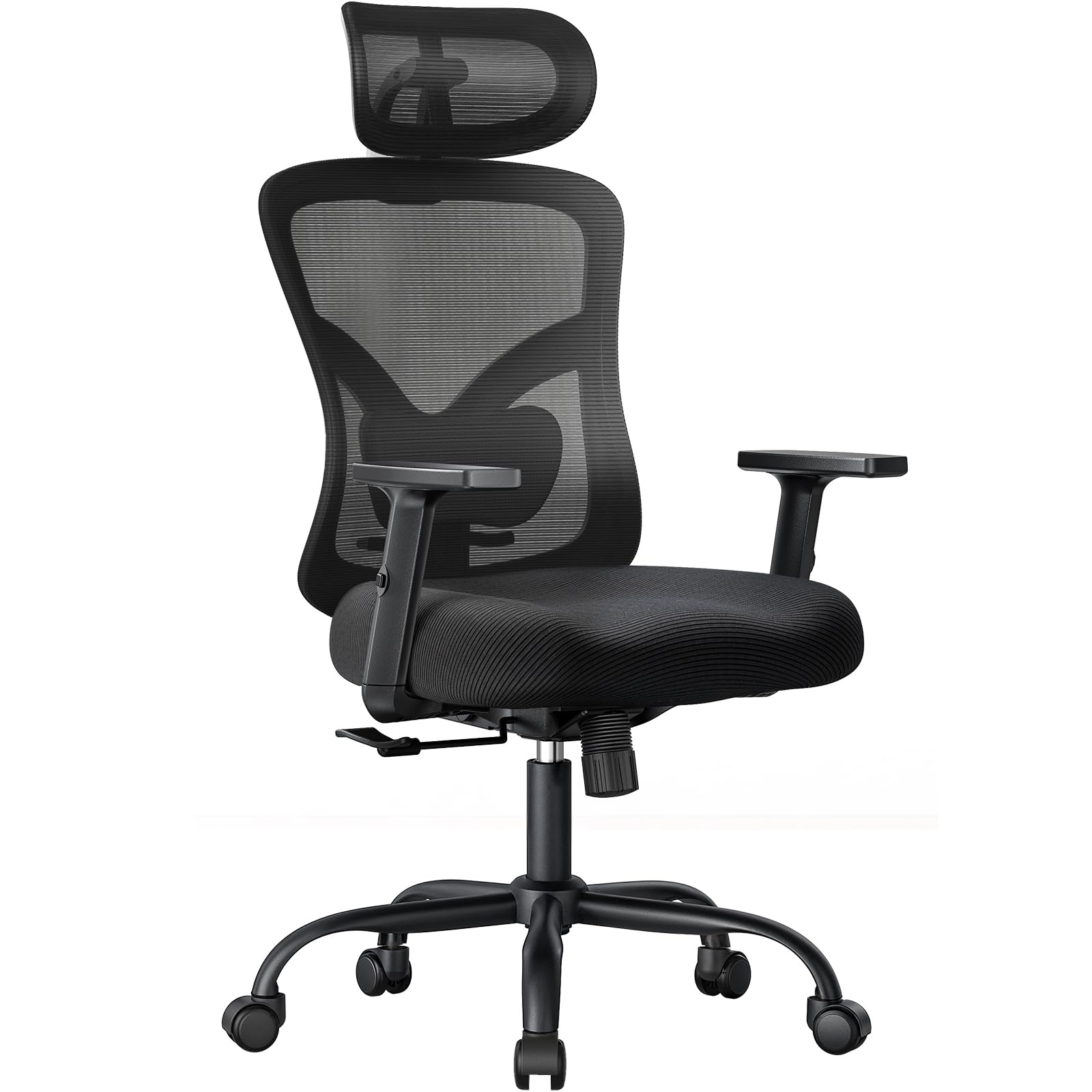 NOBLEWELL Ergonomic Office Chair with Padded Lumbar Support, 2D Headrest, Adjustable Armrests, Upgraded Contoured Seat Cushion, 130° Rocking Tilt, Computer Chair for Home Office, NWOC1 - 1 - FocusAid Essentials: Empowering ADHD Living