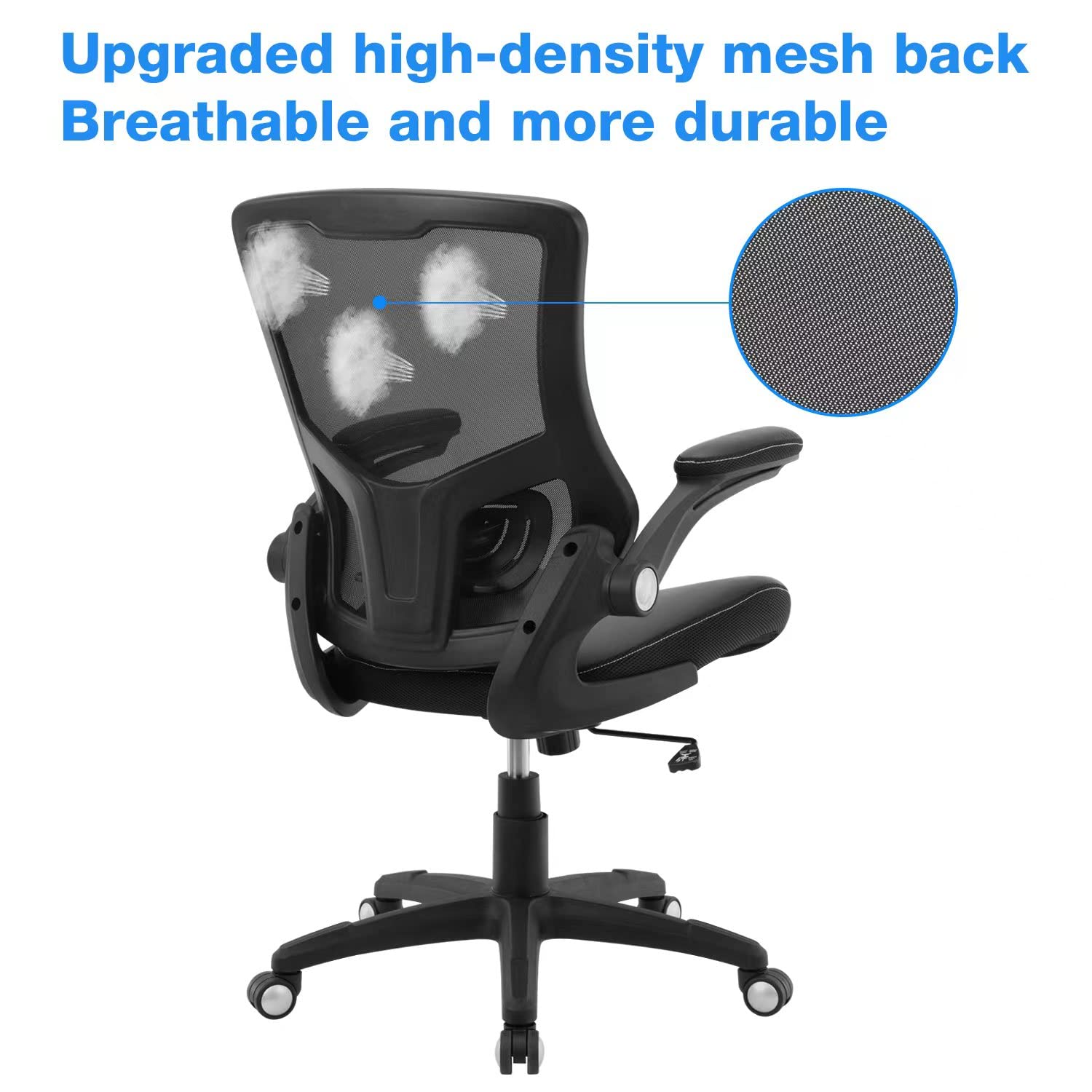 Office Chair Ergonomic Desk Chair, Computer PU Leather Home Office Desk Chair, Mesh Adjustable Lumbar Support Flip - up Armrests Executive Task Chair - FocusAid Essentials: Empowering ADHD Living