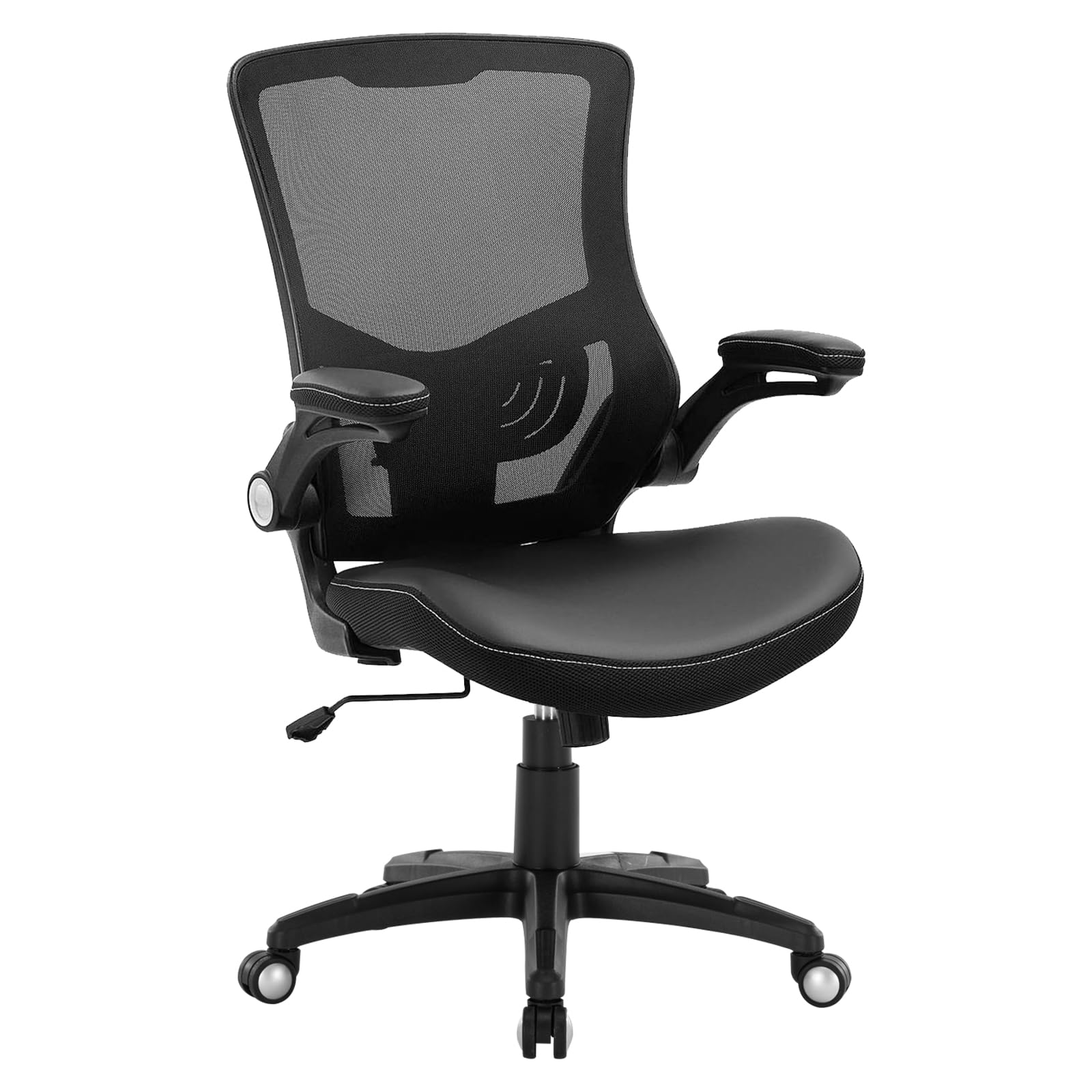 Office Chair Ergonomic Desk Chair, Computer PU Leather Home Office Desk Chair, Mesh Adjustable Lumbar Support Flip - up Armrests Executive Task Chair - FocusAid Essentials: Empowering ADHD Living