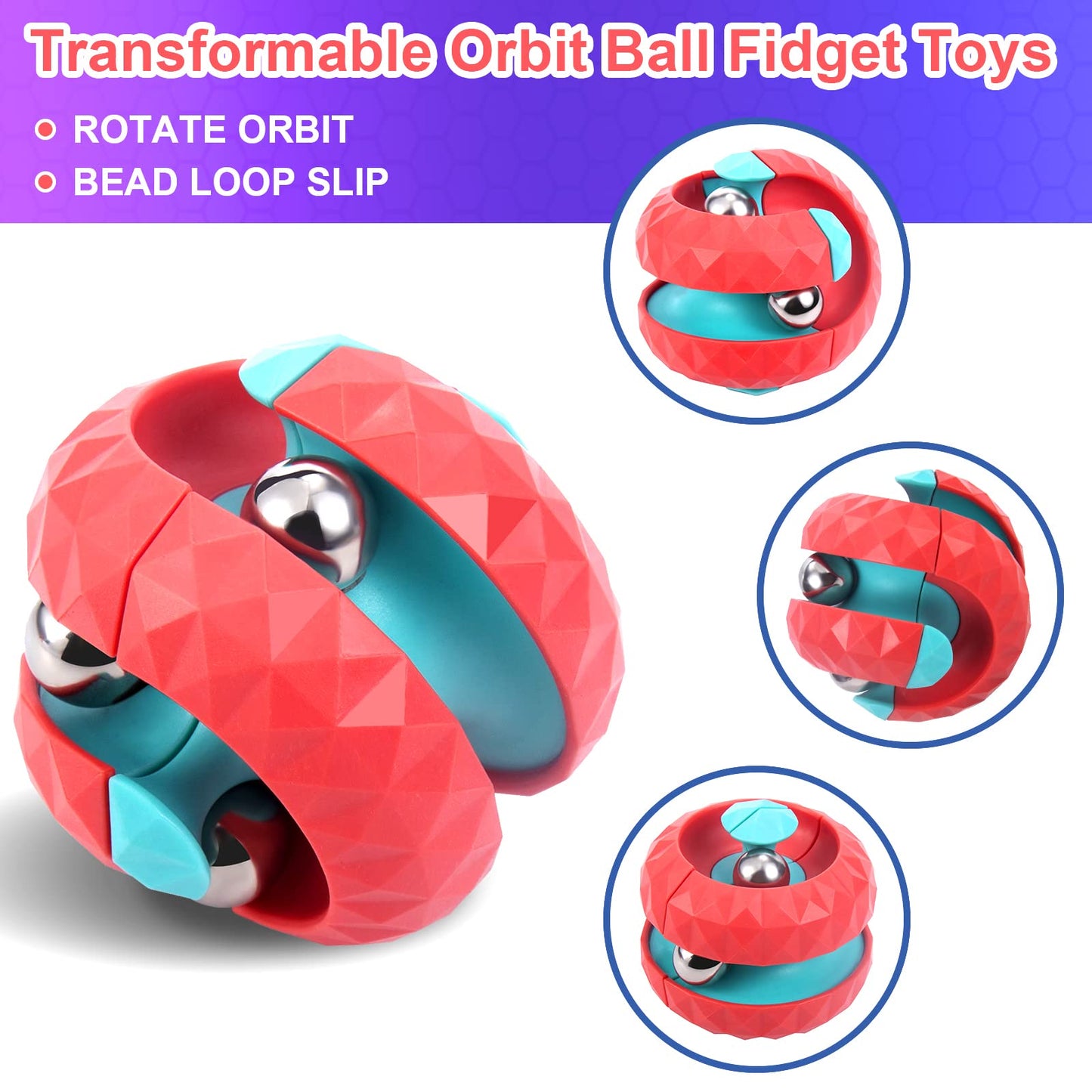 ONCOFAN Unique Orbit Ball Fidget Toy, Novelty Beads Track Infinity Cube Stress Relief Balls Creative Sensory Toys for Autistic ADHD Kids Adults - FocusAid Essentials: Empowering ADHD Living