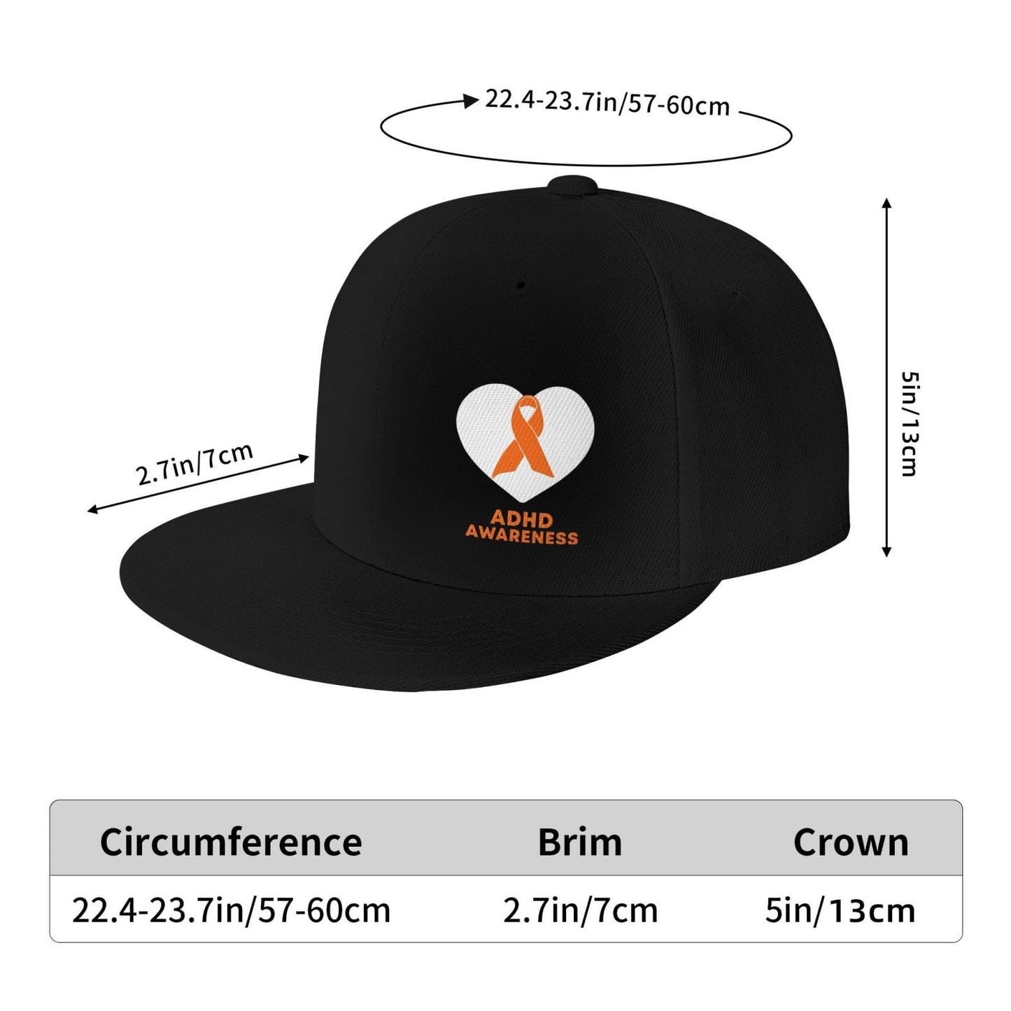 Orange Ribbon ADHD Awareness Snapback Hat - FocusAid Essentials: Empowering ADHD Living