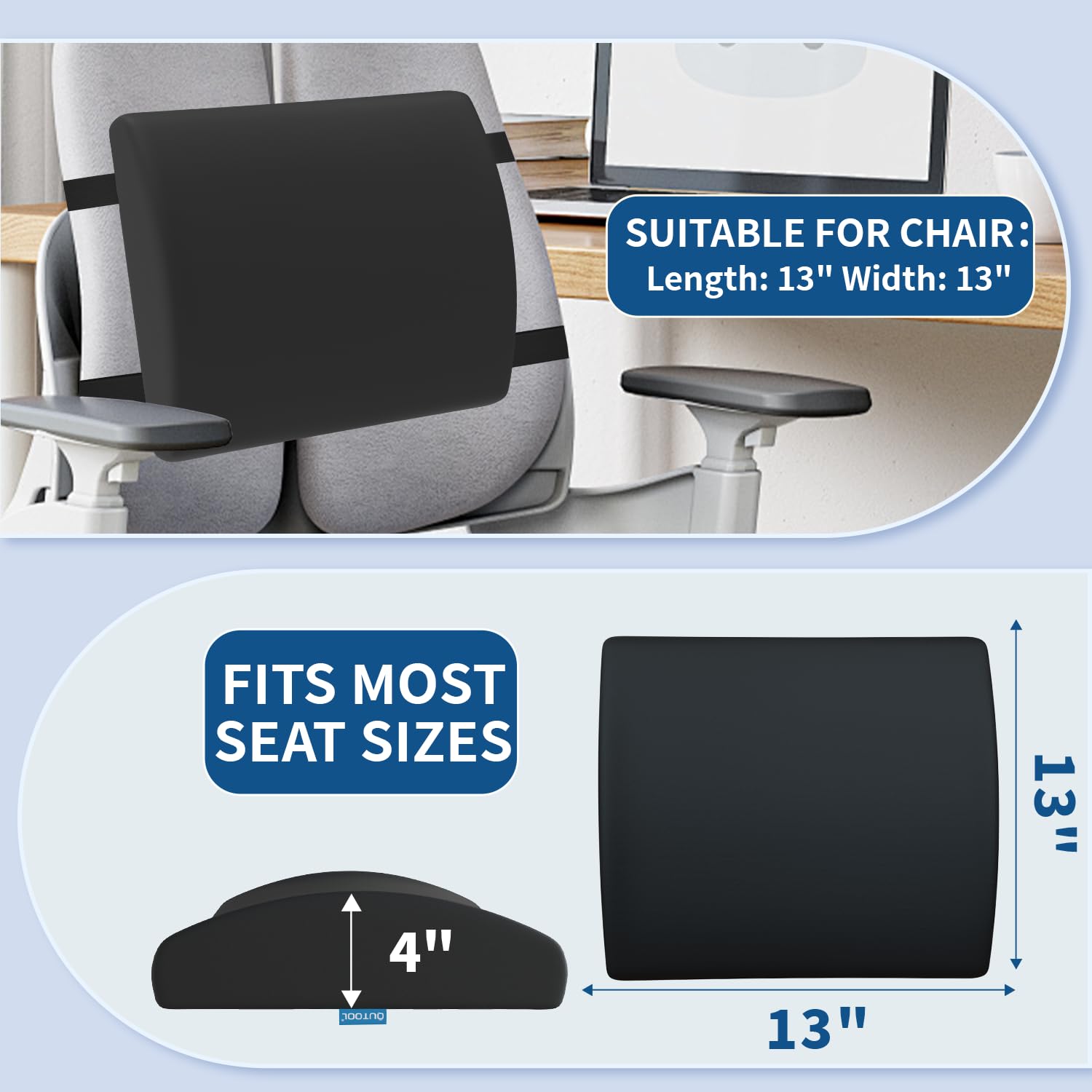 Orthopedic Memory Foam Seat Cushion and Lumbar Support for Office Chairs - Relieves Back Pain - FocusAid Essentials: Empowering ADHD Living