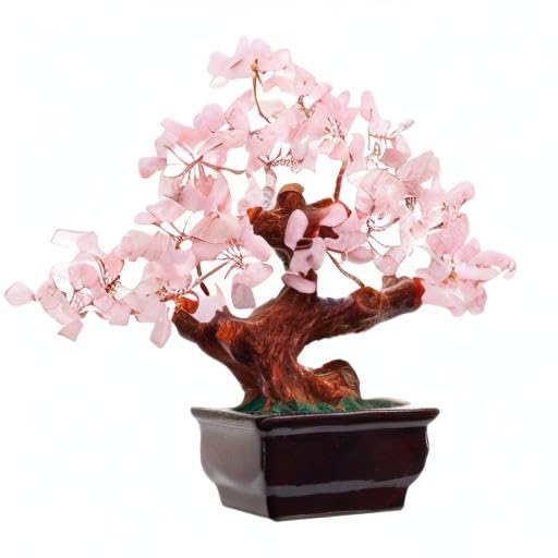 Parma77 Feng Shui Natural Rose Pink Quartz Crystal Money Tree Bonsai Style Decoration for Wealth and Luck - FocusAid Essentials: Empowering ADHD Living