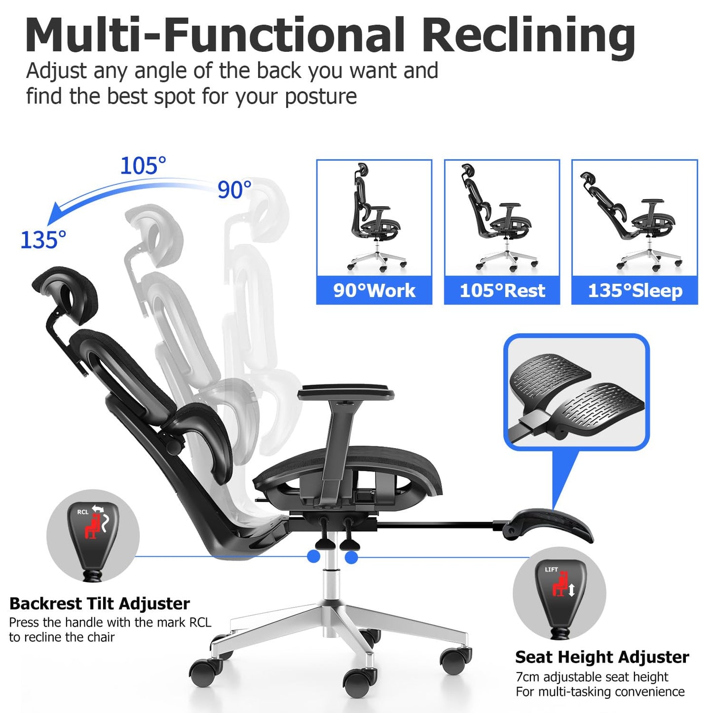 PatioMage Ergonomic Mesh Office Chair with 3D Adjustable Armrest,High Back Desk Computer Chair Ergo3d Ergonomic Office Chair with Wheels for Home & Office Black - FocusAid Essentials: Empowering ADHD Living