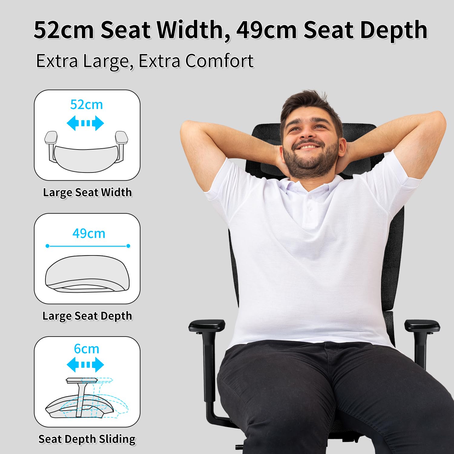 PatioMage Ergonomic Office Chair with 3D Armrest, Big and Tall Computer Desk Chair with Adjustable Headrest, Seat Depth, Lumbar Support, Home Office Gaming Chair - FocusAid Essentials: Empowering ADHD Living