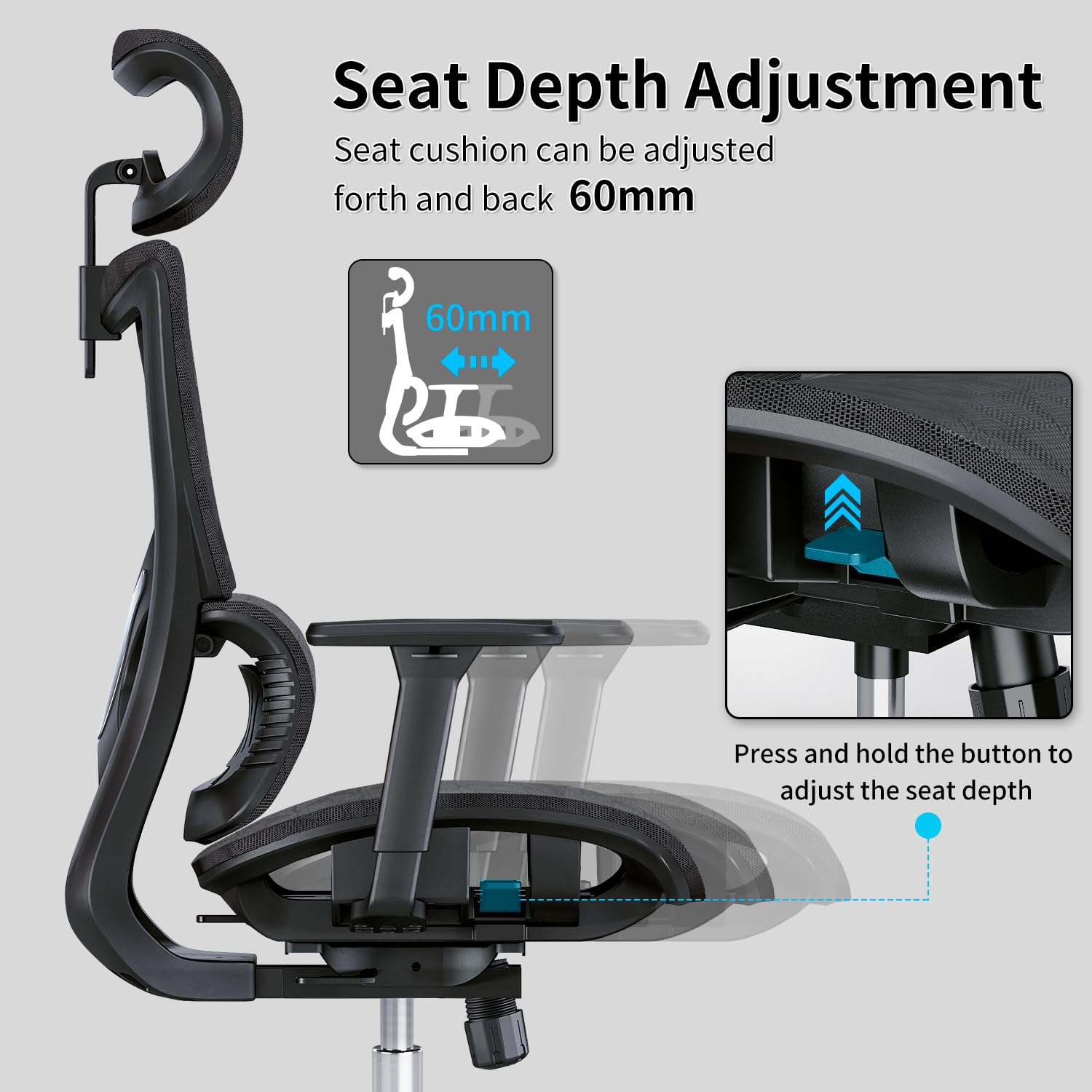 PatioMage Ergonomic Office Chair with 3D Armrest, Big and Tall Computer Desk Chair with Adjustable Headrest, Seat Depth, Lumbar Support, Home Office Gaming Chair - FocusAid Essentials: Empowering ADHD Living