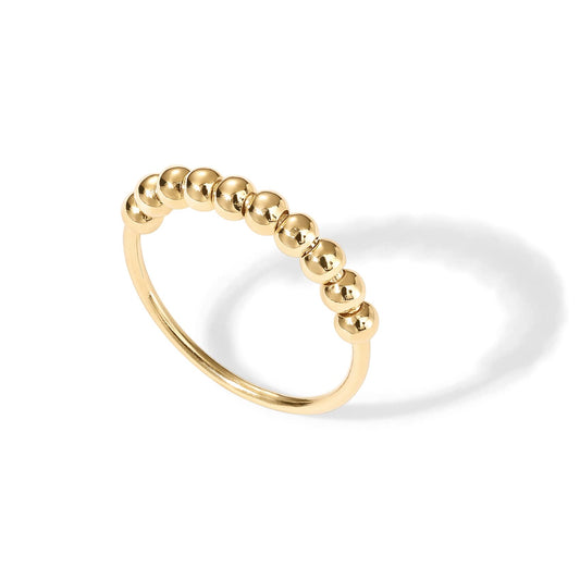 PAVOI Spinning Anxiety Ring (Beads, Yellow Gold, 7) - FocusAid Essentials: Empowering ADHD Living