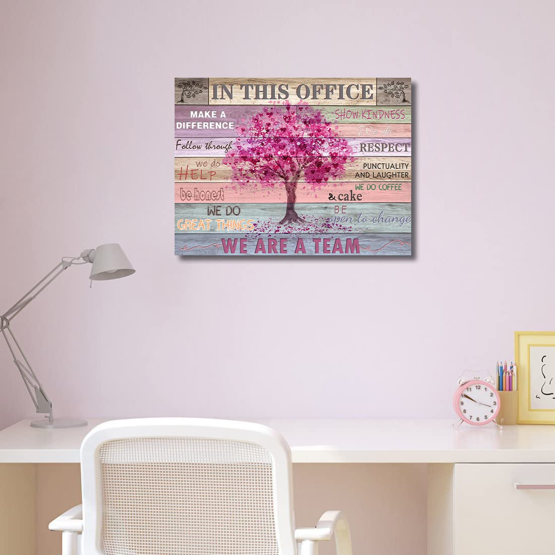 Pink Inspirational Wall Art for Office Women Motivational Quotes Phrases Poster Rustic Heart Tree Pictures Framed Wall Art Décor Contemporary Home Workspace Desk Decorations Gifts for Women 12x16inch - FocusAid Essentials: Empowering ADHD Living