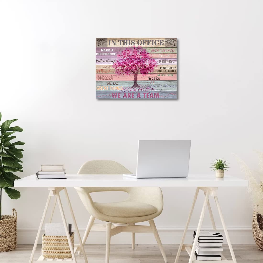 Pink Inspirational Wall Art for Office Women Motivational Quotes Phrases Poster Rustic Heart Tree Pictures Framed Wall Art Décor Contemporary Home Workspace Desk Decorations Gifts for Women 12x16inch - FocusAid Essentials: Empowering ADHD Living