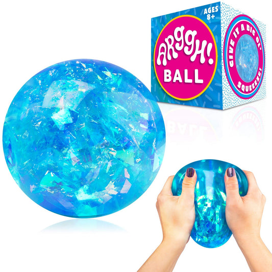 Power Your Fun Arggh Glitter Stress Ball for Adults and Kids - Medium Squishy Stress Ball Fidget Toy, Anti Stress Sensory Ball Squeeze Toy Stress Balls (Blue) - FocusAid Essentials: Empowering ADHD Living