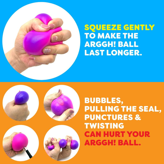 Power Your Fun Arggh Mini Stress Balls for Adults and Kids - 3pk Squishy Stress Balls, Color Changing Resistance Fidget Toys, Sensory Stress Relief Squeeze Toys Squishy Toy (Yellow, Pink, Blue) - FocusAid Essentials: Empowering ADHD Living