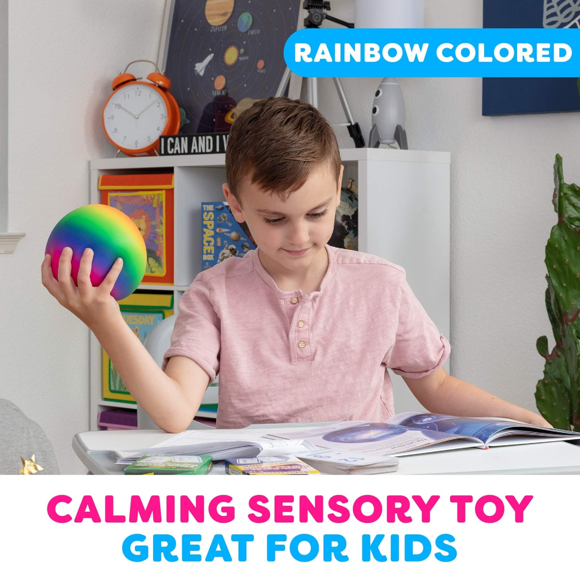 Power Your Fun Arggh Rainbow Giant Stress Balls for Adults - 3.75 Inch Large Stress Balls for Kids Squishy Toys Ball Stress Relief Fidget Toy Sensory Ball Squeeze Toy for Boys Girls (Rainbow) - FocusAid Essentials: Empowering ADHD Living