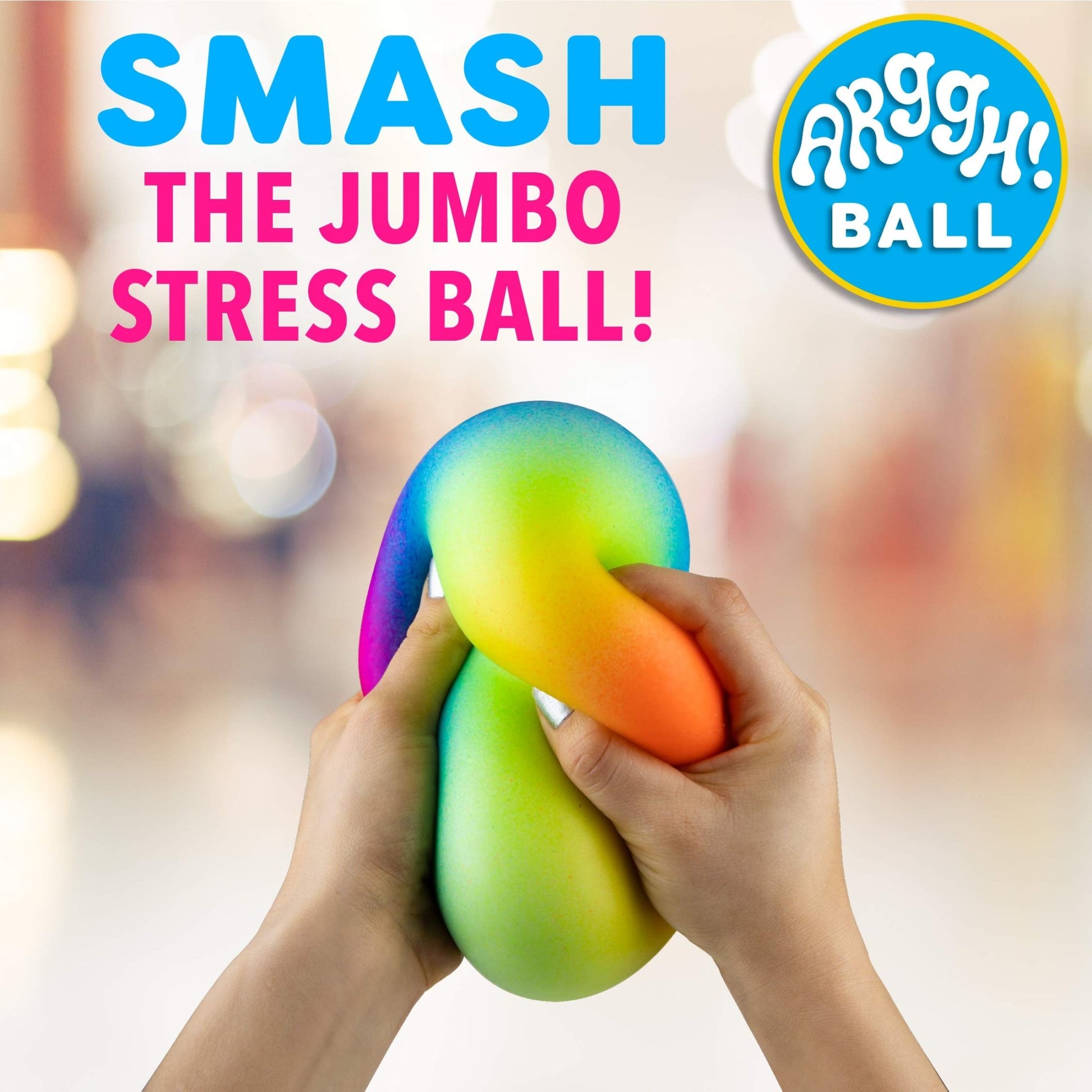 Power Your Fun Arggh Rainbow Giant Stress Balls for Adults - 3.75 Inch Large Stress Balls for Kids Squishy Toys Ball Stress Relief Fidget Toy Sensory Ball Squeeze Toy for Boys Girls (Rainbow) - FocusAid Essentials: Empowering ADHD Living