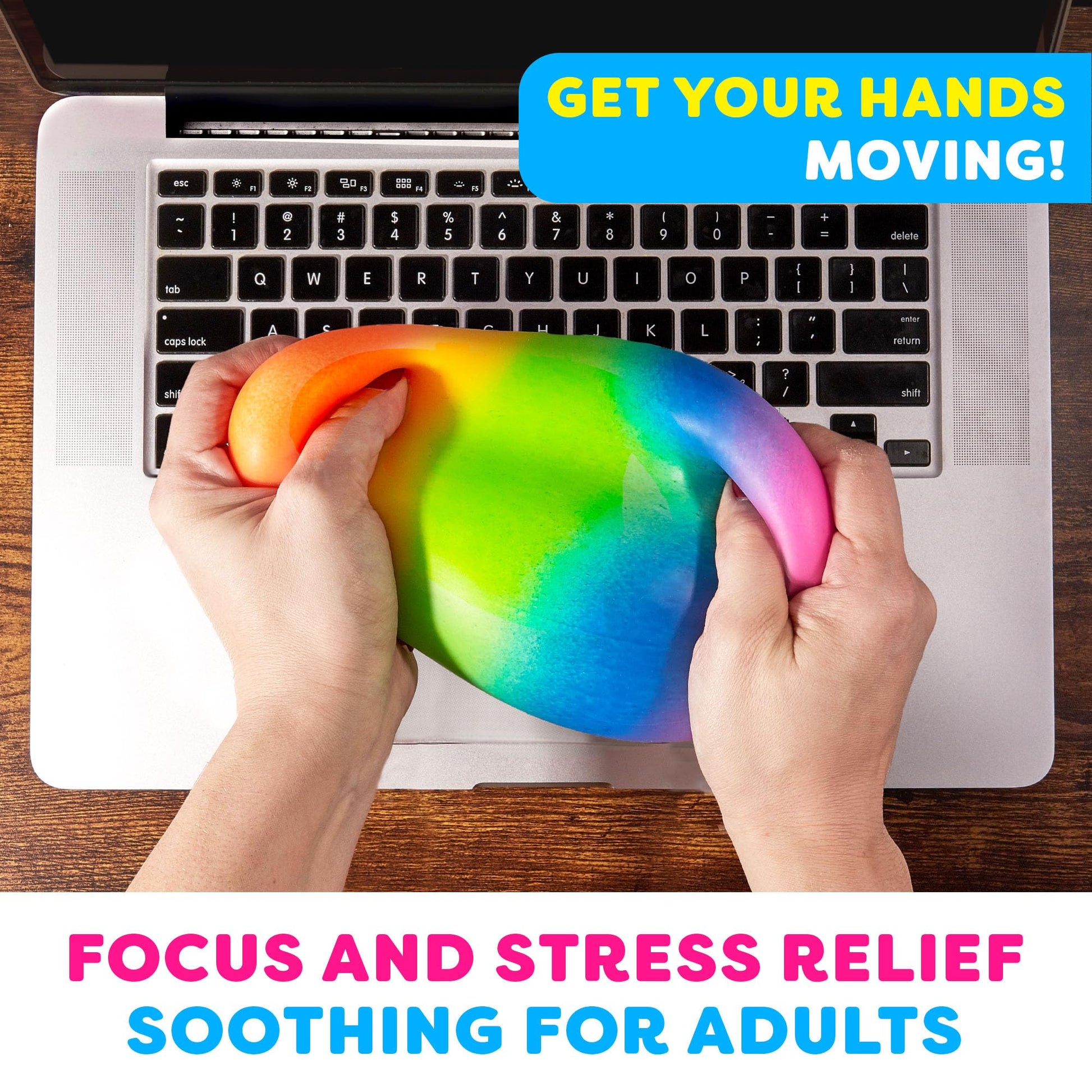 Power Your Fun Arggh Rainbow Giant Stress Balls for Adults - 3.75 Inch Large Stress Balls for Kids Squishy Toys Ball Stress Relief Fidget Toy Sensory Ball Squeeze Toy for Boys Girls (Rainbow) - FocusAid Essentials: Empowering ADHD Living