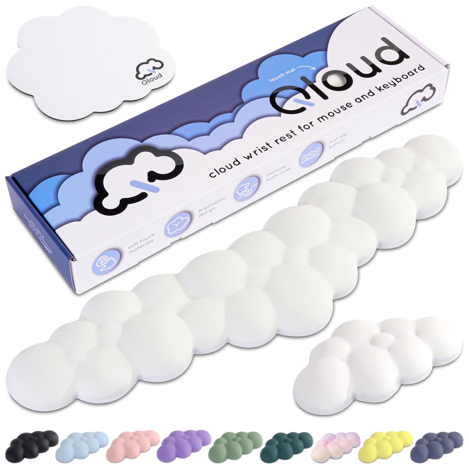 Qloud Cloud Wrist Rest Keyboard – Cloud Palm Rest Keyboard Rest – Desk Cloud Wrist Pad – Keyboard Wrist Rest for Computer Keyboard Gaming Wrist Rest - Cloud Arm Rest Keyboard Wrist Pad - White - FocusAid Essentials: Empowering ADHD Living