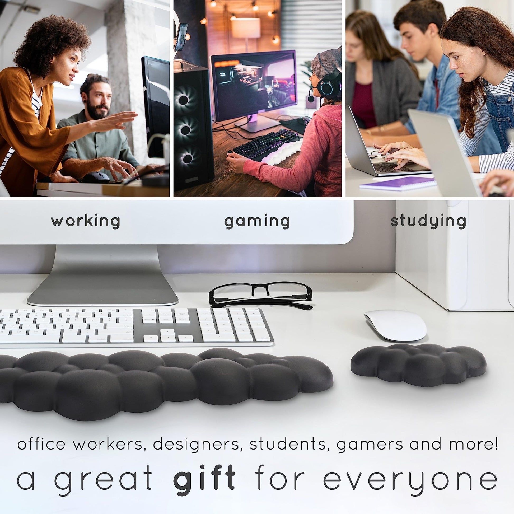 Qloud Cloud Wrist Rest Keyboard – Cloud Palm Rest Keyboard Rest – Desk Cloud Wrist Pad – Keyboard Wrist Rest for Computer Keyboard Gaming Wrist Rest - Cloud Arm Rest Keyboard Wrist Pad - White - FocusAid Essentials: Empowering ADHD Living