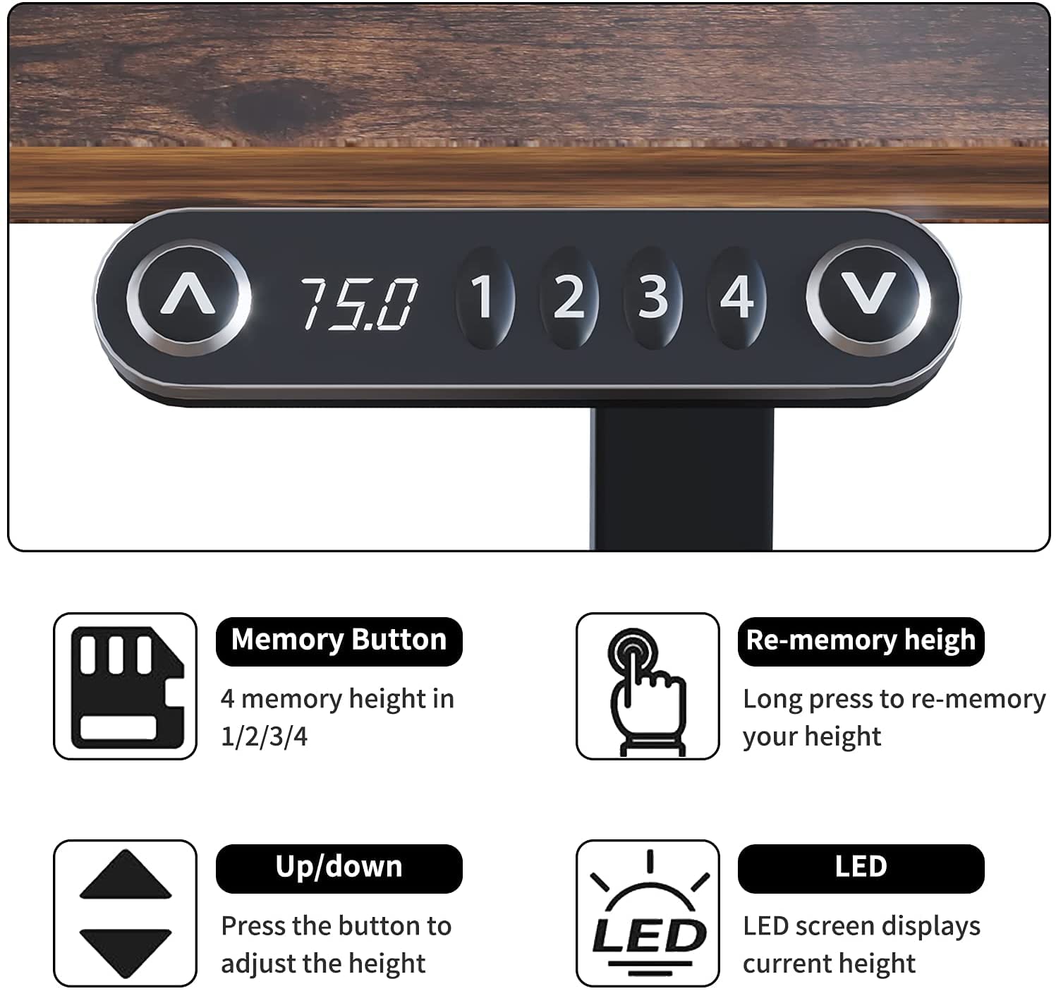 Radlove 59 - Inch Large Electric Height Adjustable Computer L - Shaped Desk with Memory Controller Corner Standing Desk Modern Workstation with Splice Board Ergonomic Desk (Black Frame + Rustic Brown Top) - FocusAid Essentials: Empowering ADHD Living