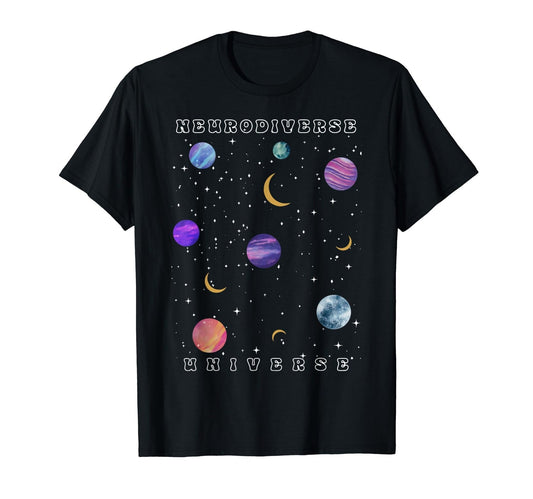 Retro Neurodiverse Universe ADHD T-Shirt - FocusAid Essentials: Empowering ADHD Living