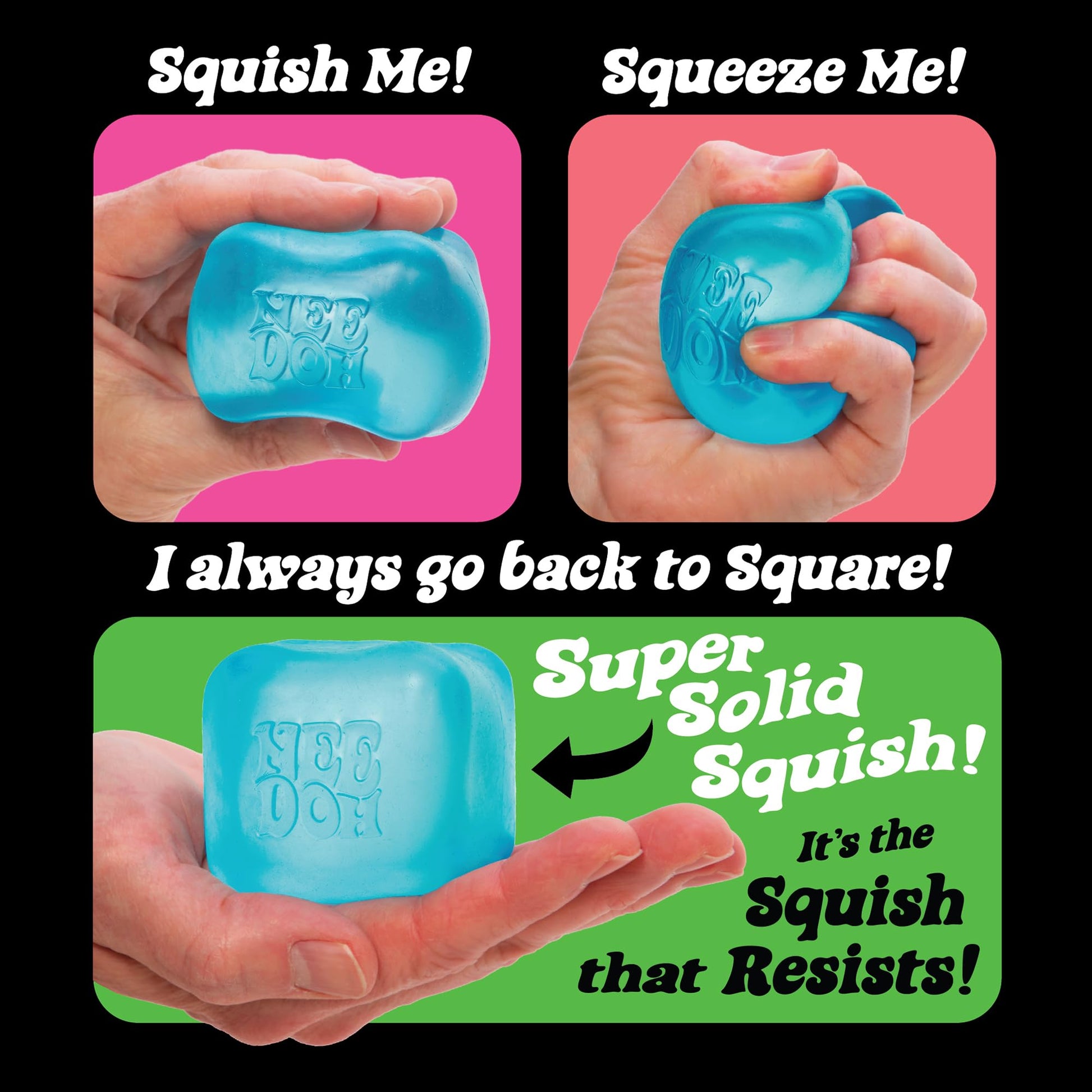 Schylling NeeDoh Nice Cube - Sensory Squeeze Toy with Super Solid Squish - 2.25" Cube - Color May Vary (Pack of 1) - FocusAid Essentials: Empowering ADHD Living