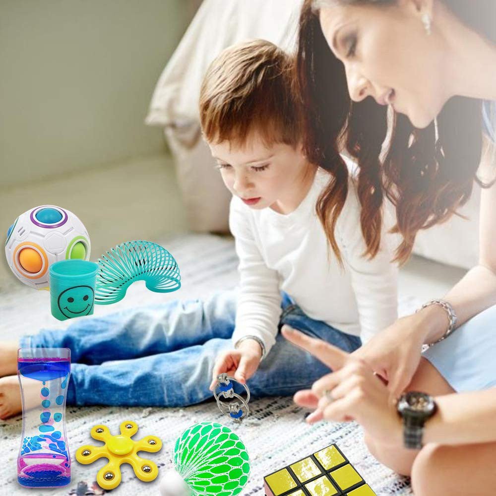 Scientoy Fidget Toy Set, 35 Pcs Sensory Toy for ADD, OCD, Autistic Children, Adults, Anxiety Autism to Stress Relief and Anti Anxiety with Motion Timer, Perfect for Classroom Reward with Gift Box - FocusAid Essentials: Empowering ADHD Living