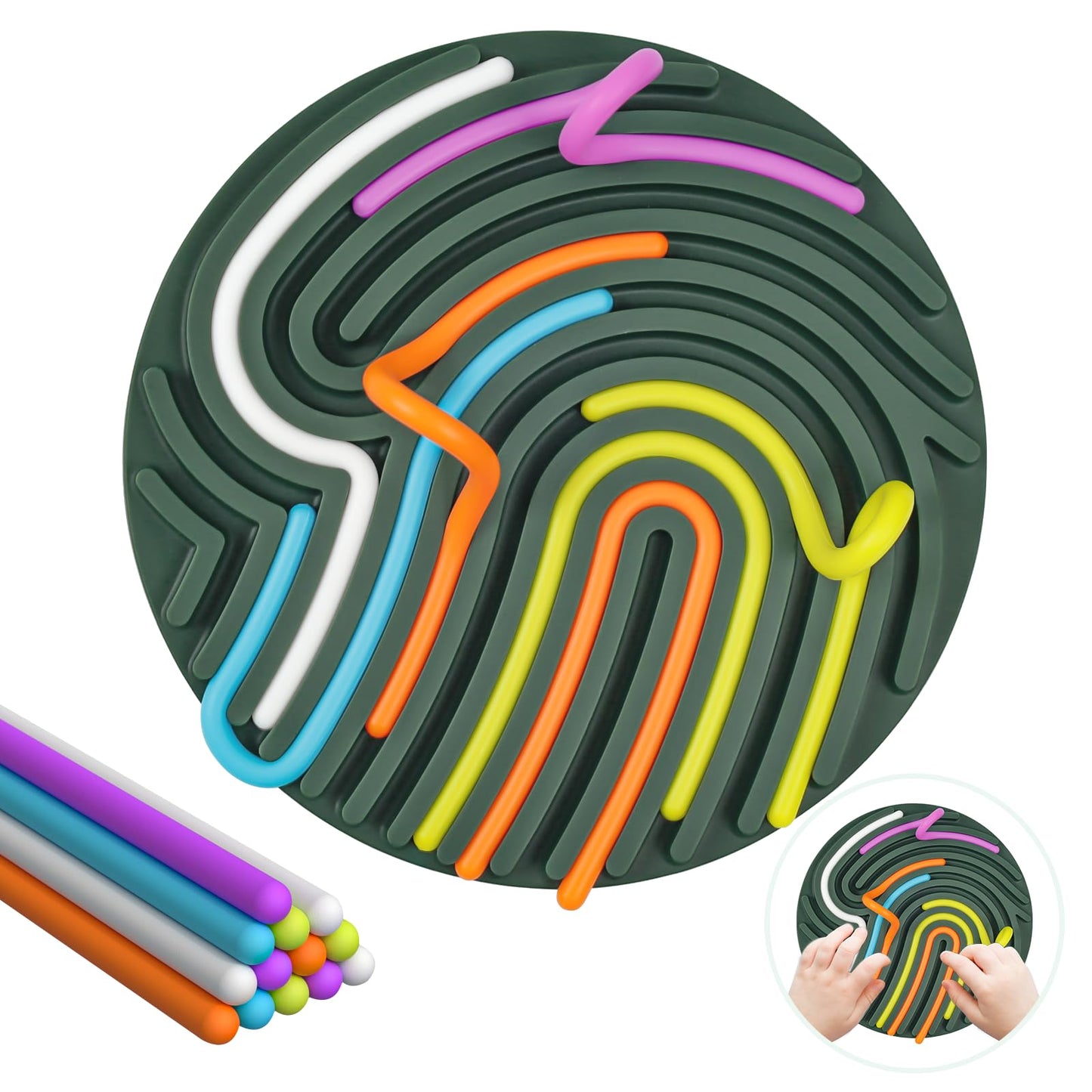 Sensory Activity Board, Gapiks Fidget Toys, Busy Board for Stress Relief, Anxiety, ADHD and Calm Down, Autism Sensory Products for Kids 3+ & Adults,Fidgets Pad |Portable Travel Bag| 13 Strings (Green) - FocusAid Essentials: Empowering ADHD Living