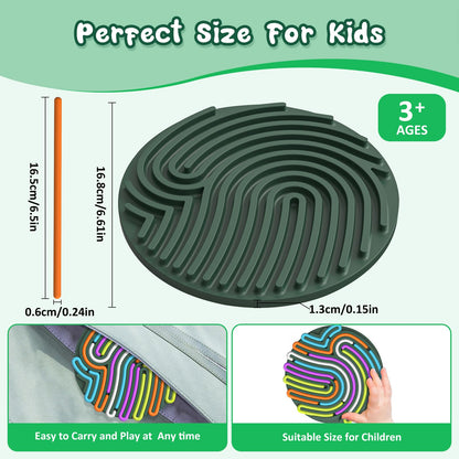 Sensory Activity Board, Gapiks Fidget Toys, Busy Board for Stress Relief, Anxiety, ADHD and Calm Down, Autism Sensory Products for Kids 3+ & Adults,Fidgets Pad |Portable Travel Bag| 13 Strings (Green) - FocusAid Essentials: Empowering ADHD Living